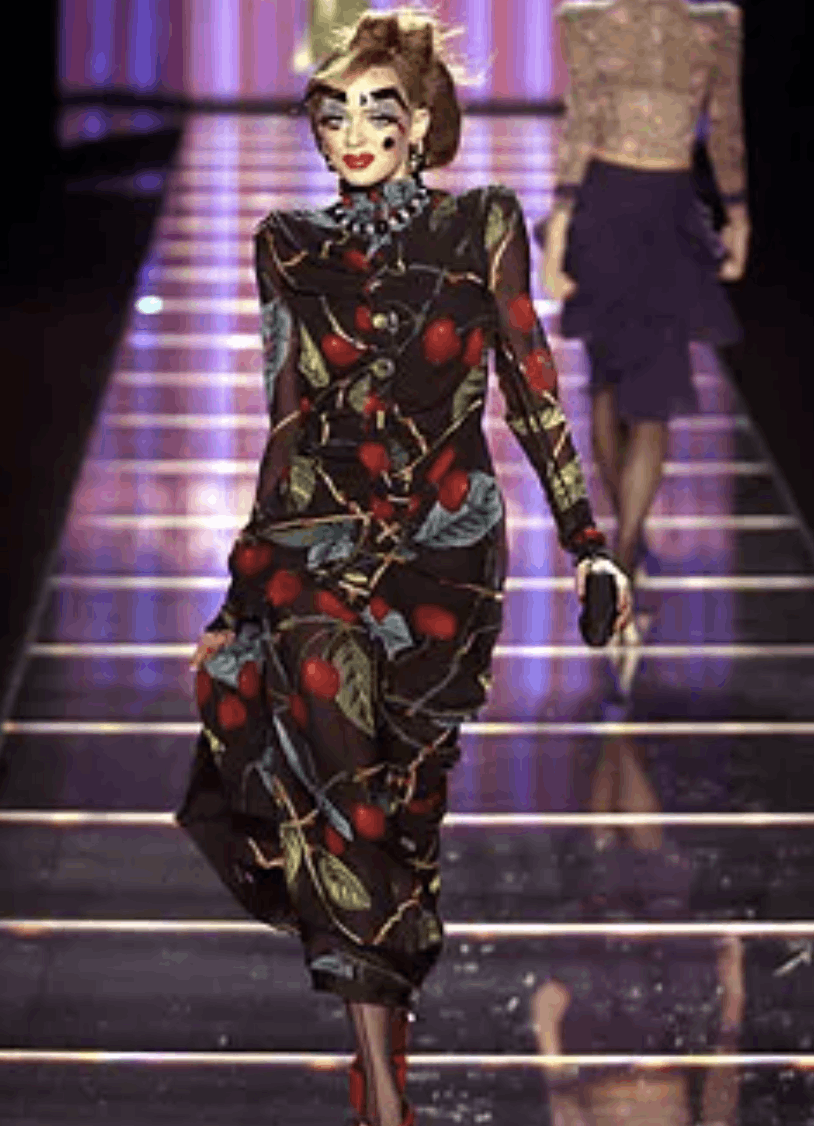 John Galliano Galliano 2003 Cherry & Leopard Print Dress Size L / US 10 / IT 46 - 2 Thumbnail