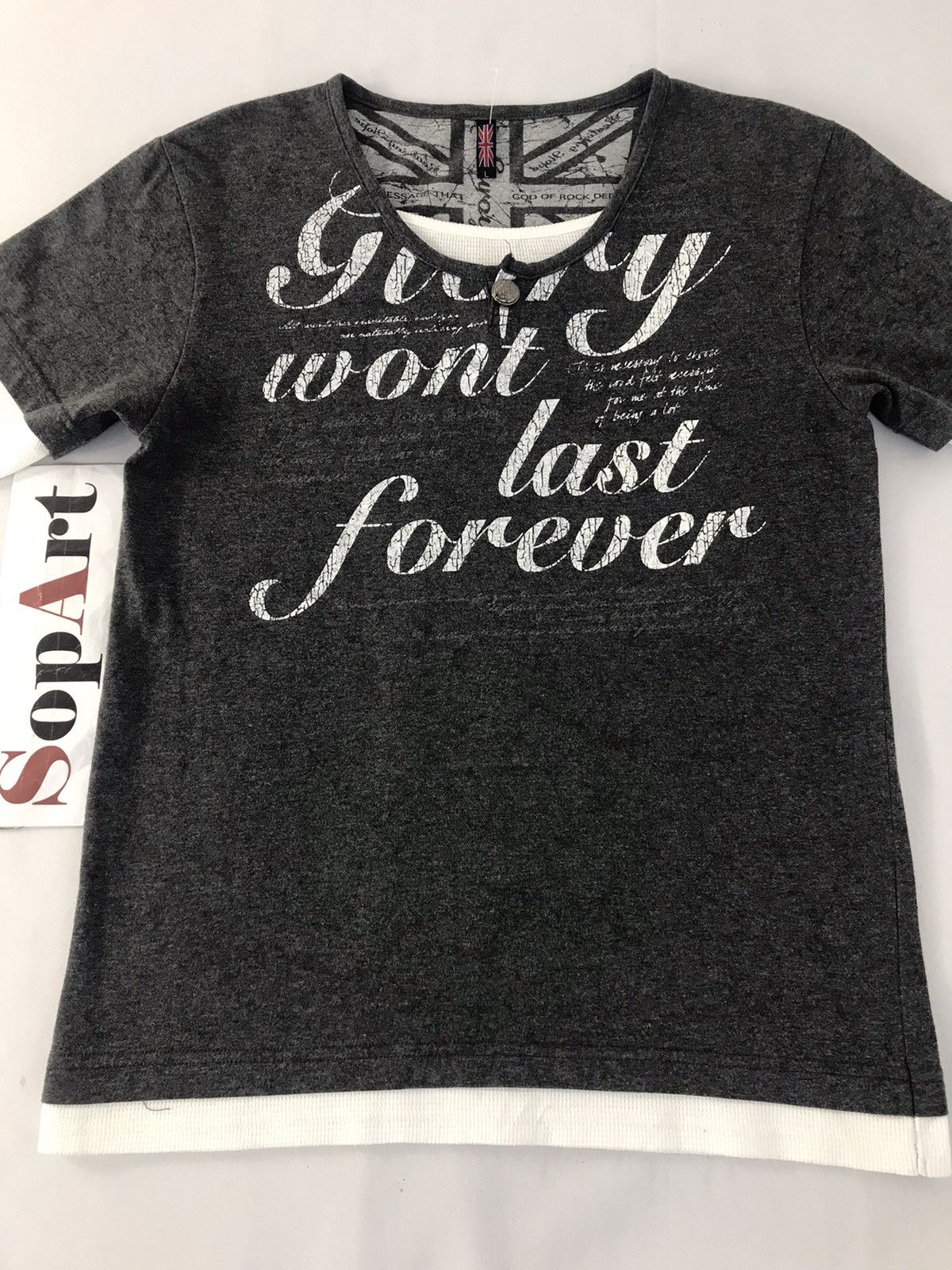 Japanese Brand Graphics Britain 🇬🇧 Double Neck Gorry Wont Last Forever Tee Size US S / EU 44-46 / 1 - 3 Thumbnail