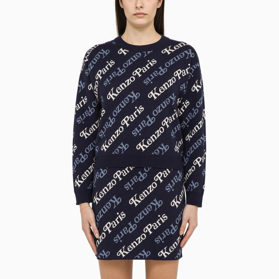 Kenzo o1d2blof0824 Midnight Cotton And Wool Sweater in Blue Size M / US 6-8 / IT 42-44 - 1 Thumbnail