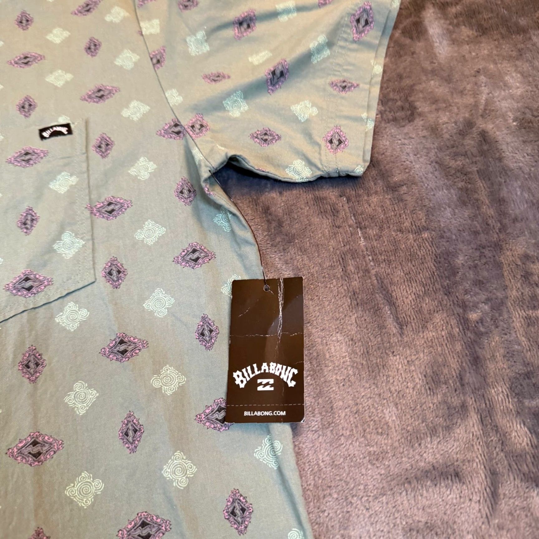 Billabong Billabong Chase SS Shirt Geometric Diamond Button Down Sage Green NWT Mens Small Size US S / EU 44-46 / 1 - 2 Thumbnail