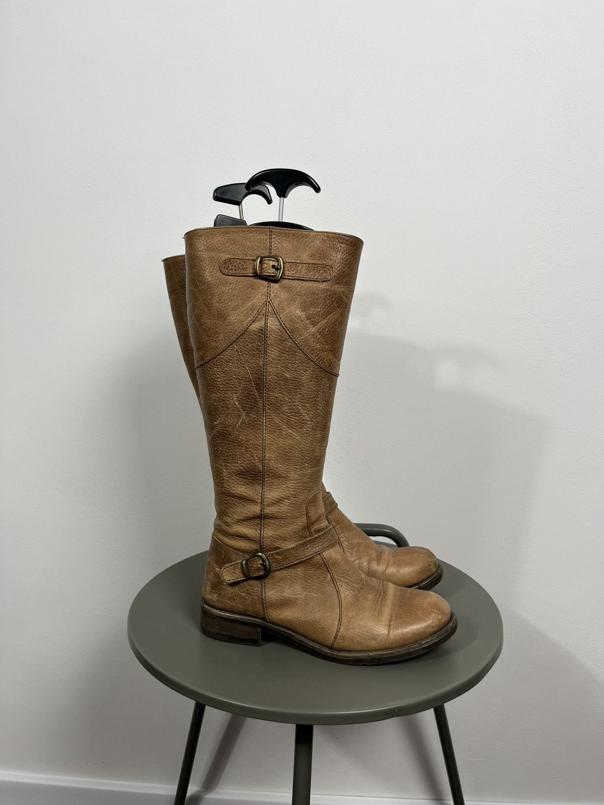 Other Brown Leather Tall Boots 37 Buckle Zip Riding Style Size US 6.5 / IT 36.5 - 5 Thumbnail