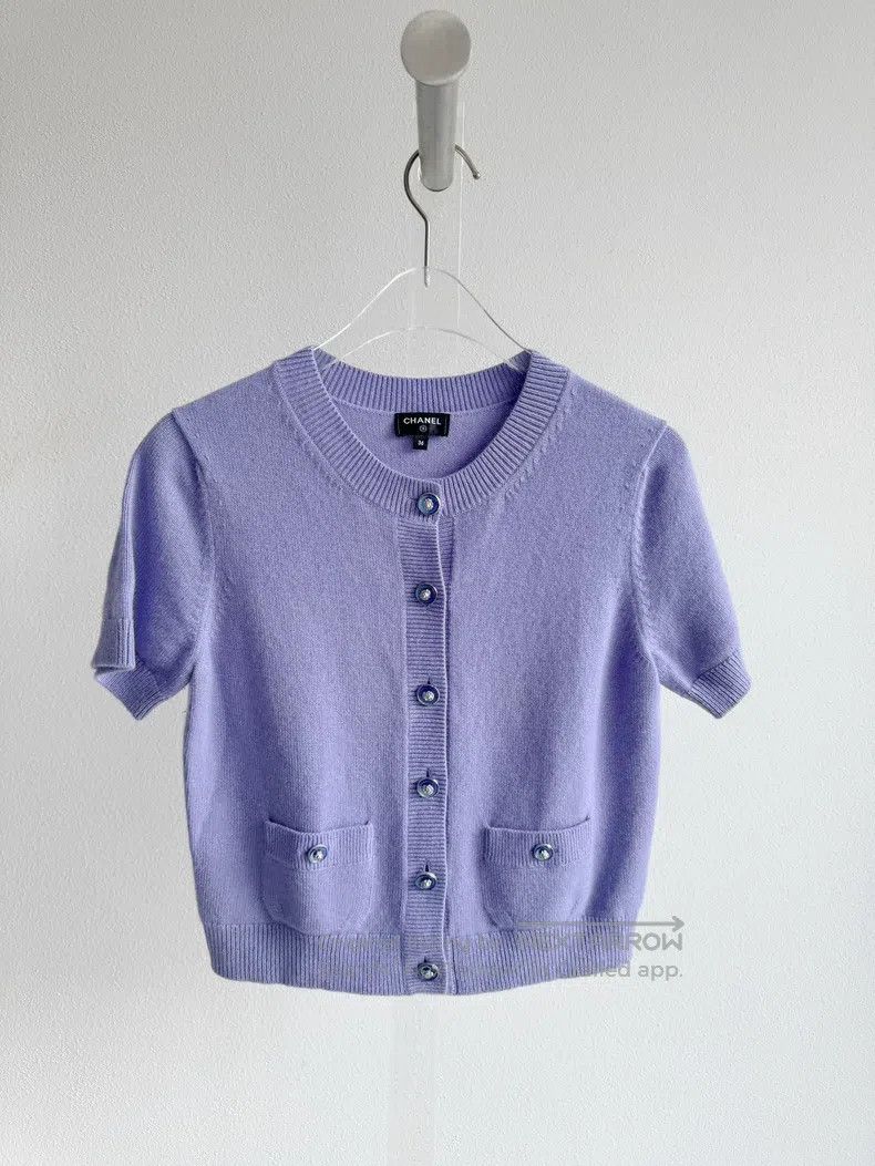 Chanel Chanel 22p purple knitted cardigan short sleeves Size XS / US 0-2 / IT 36-38 - 2 Thumbnail