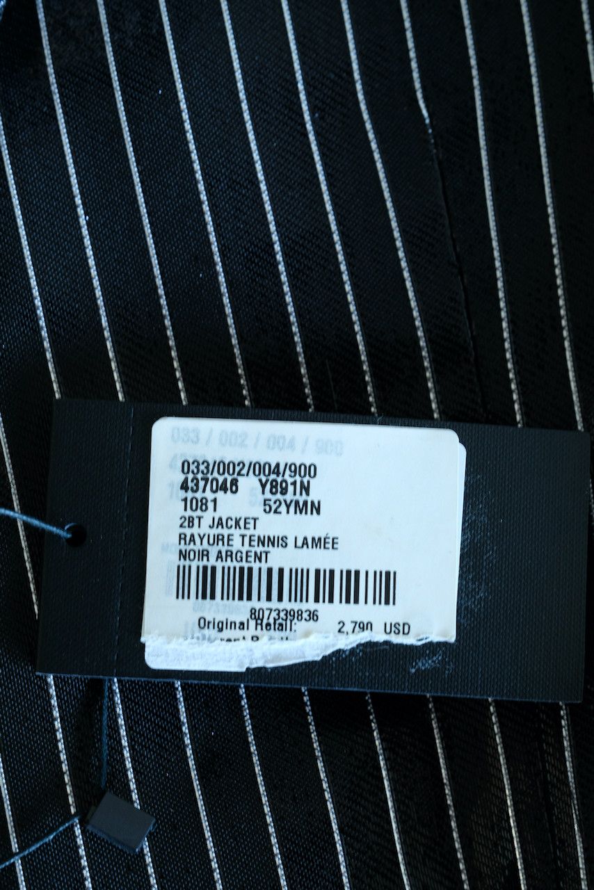 Hedi Slimane × Saint Laurent Paris Saint Laurent Paris Shiny Pinstripe Blazer Coated Jacket Size 52R - 10 Thumbnail