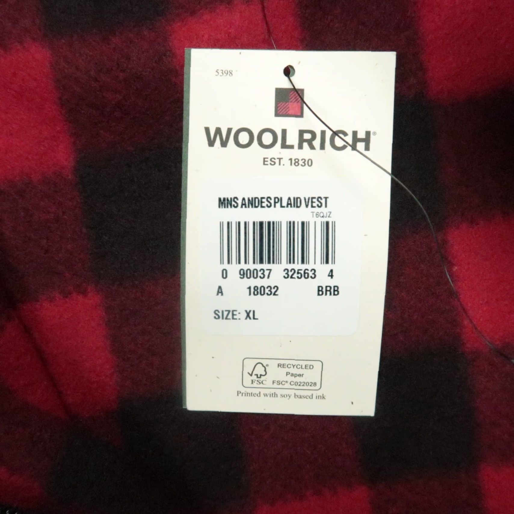 Vintage VINTAGE Woolrich Vest Mens XL Red Black Buffalo Plaid Andes Full Zip Pockets NWT Size US XL / EU 56 / 4 - 4 Thumbnail