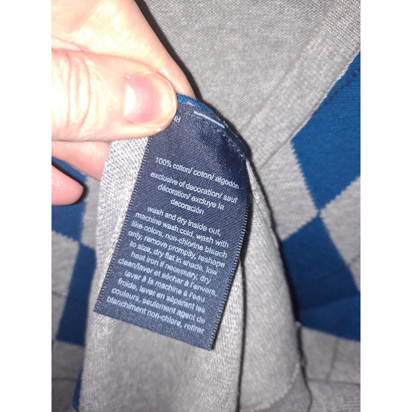 Tommy Hilfiger Tommy Hilfiger Blue and Gray V Neck Argyle Sweater Size XL Size US XL / EU 56 / 4 - 5 Thumbnail