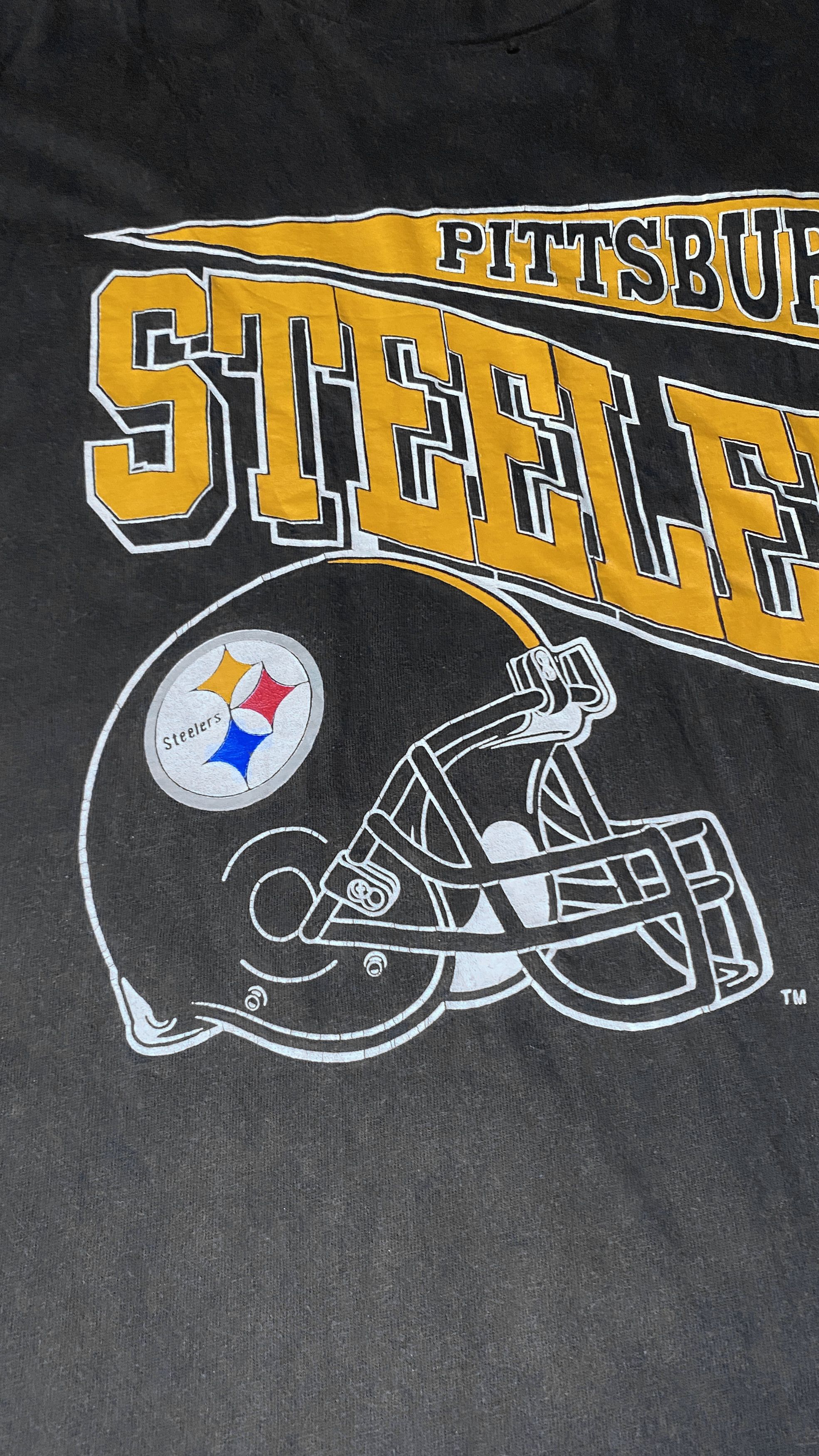 NFL Vintage 90s Pittsburgh Steelers Helmet Spellout T-Shirt Size US XL / EU 56 / 4 - 2 Thumbnail