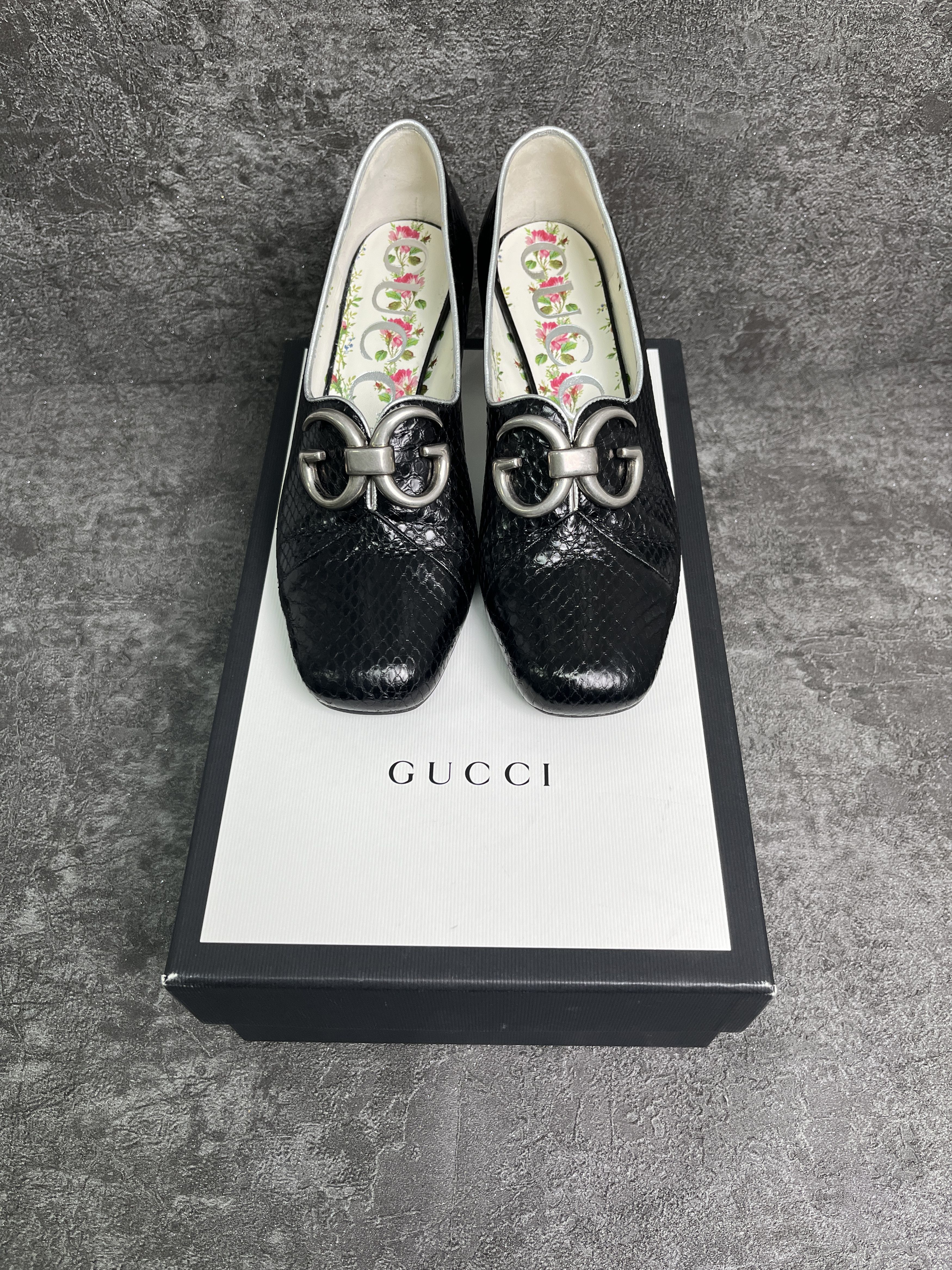 Gucci Gucci Black GG Biba Snakeskin Pumps Size US 6 / IT 36 - 6 Thumbnail