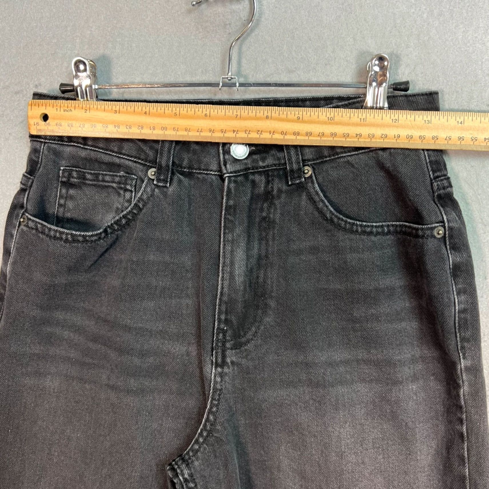 Asos ASOS Design Black Wide-Leg Jeans With Frayed Hem Size 25 x 30 Denim Womens Jeans 5-Pocket High Rise Vintage: No Size 42" / US 20 - 4 Thumbnail