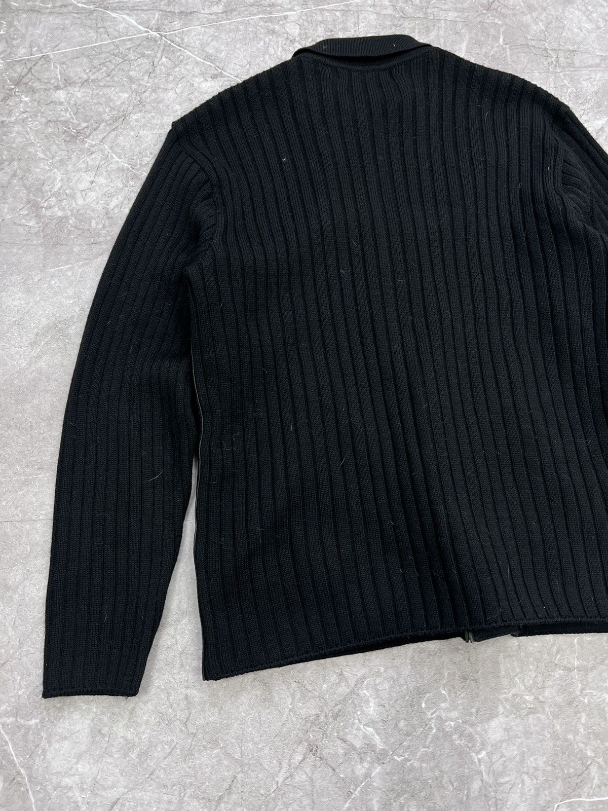 Designer × Le Grande Bleu (L.G.B.) × Vintage BLACK ZIP Y2K knited avant garde sweater COW LEATHER Size US L / EU 52-54 / 3 - 10 Thumbnail