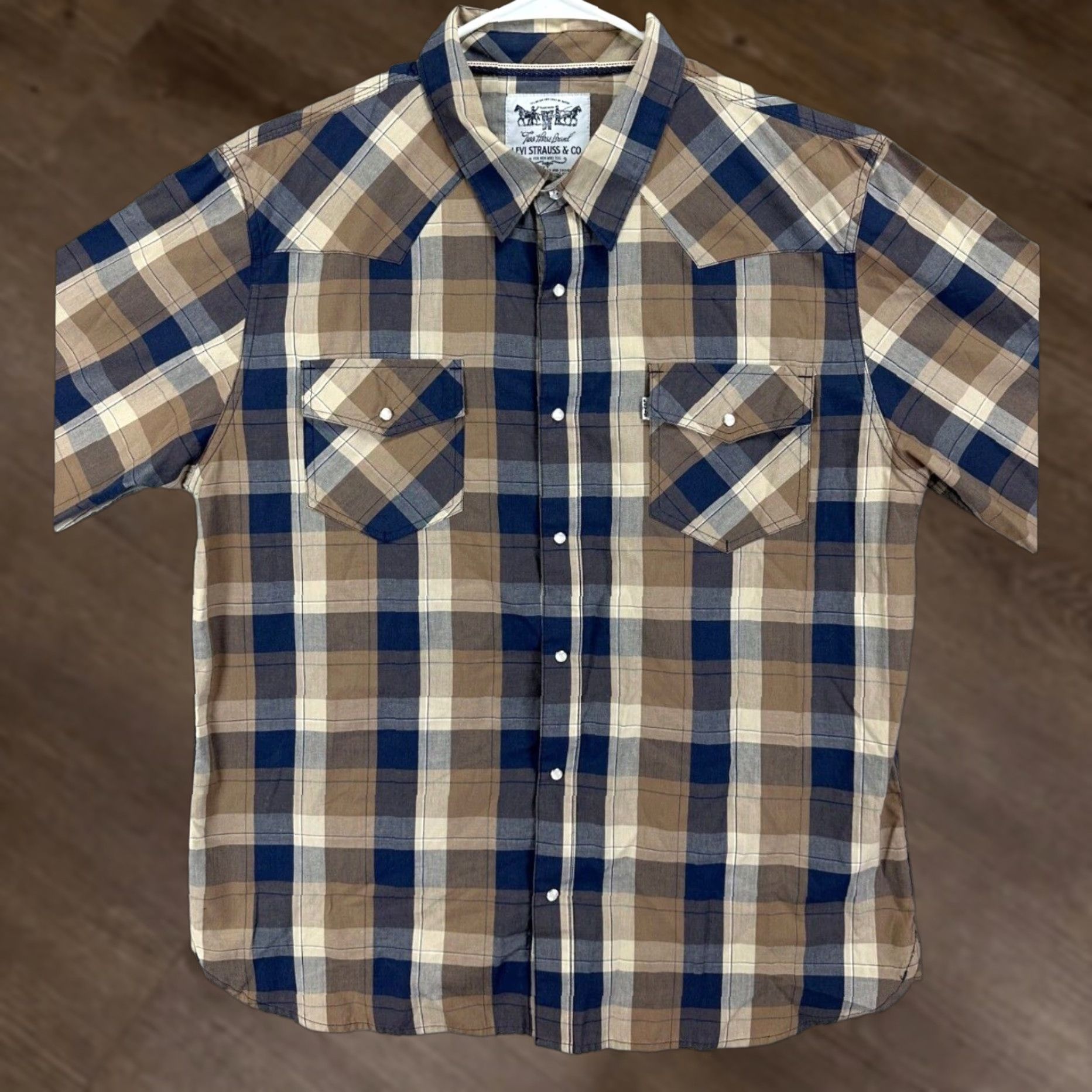 Levi's Levi's Shirt XL Mens Plaid Western Pearl Snap Button-Up Collar Long Sleeve Beigebyck? Size US XL / EU 56 / 4 - 1 Thumbnail