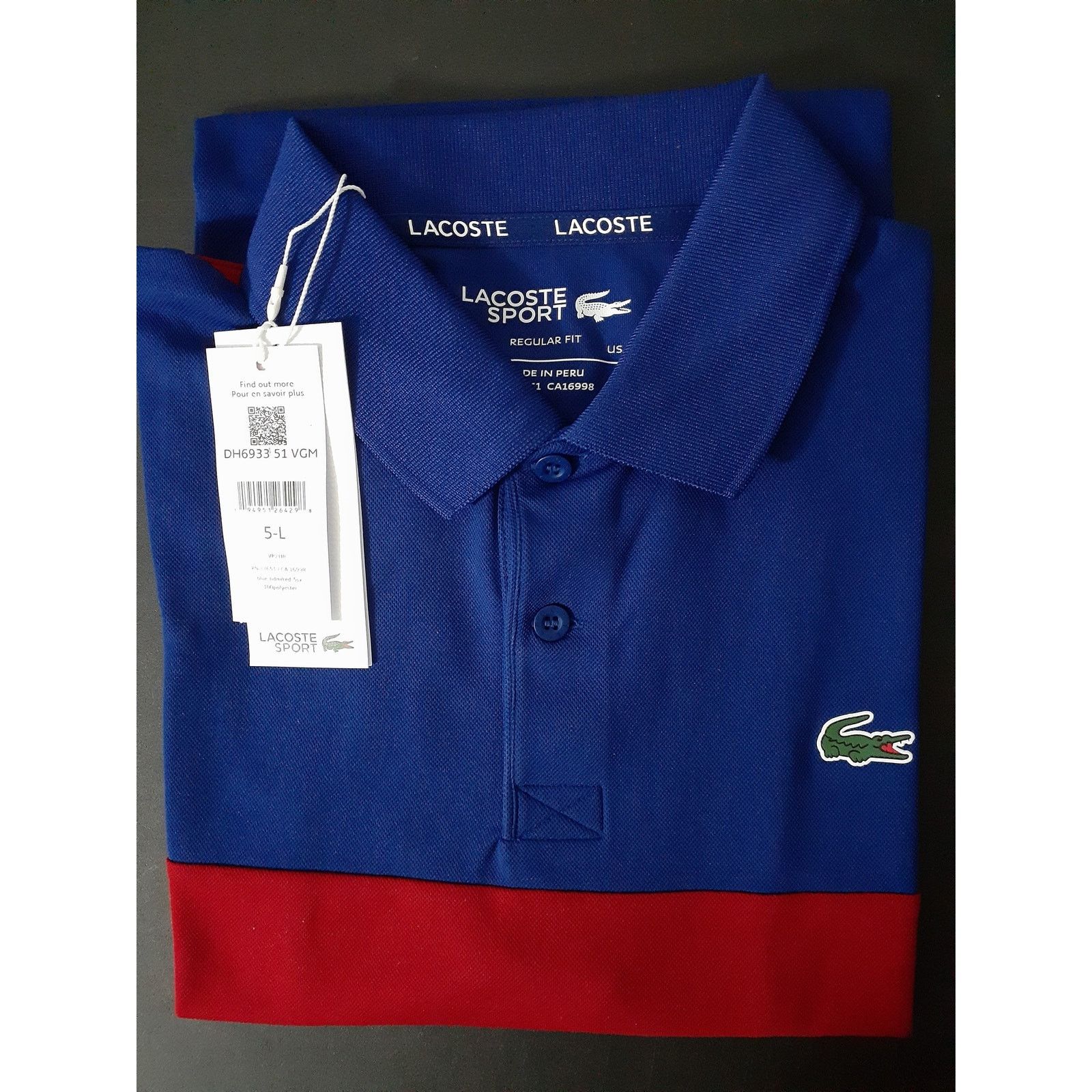 Lacoste Lacoste Mens Sport Short Sleeve Ultra Dry Polo Blue/Red L Size US L / EU 52-54 / 3 - 2 Thumbnail