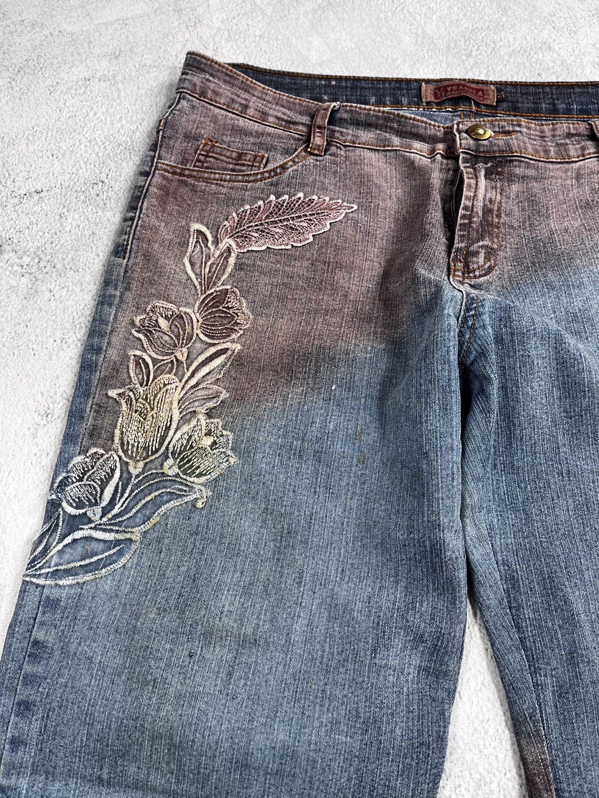 Japanese Brand × Vintage VintageY2K Flared low rise patchwork faded bootcut jeans Size 29" - 4 Thumbnail