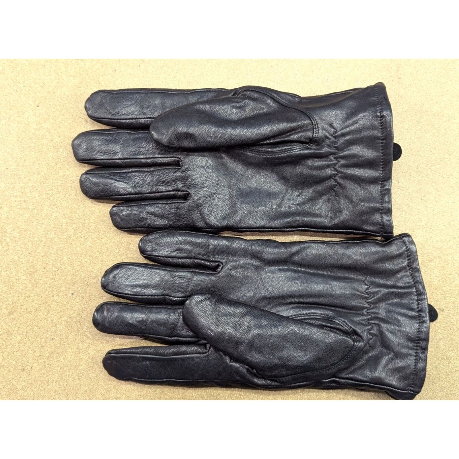 Vintage Genuine Leather Mens Gloves Size 10.5 Black Winter Acryl Lining Glove Warm Casual Men Leather Handwear Size ONE SIZE - 2 Thumbnail