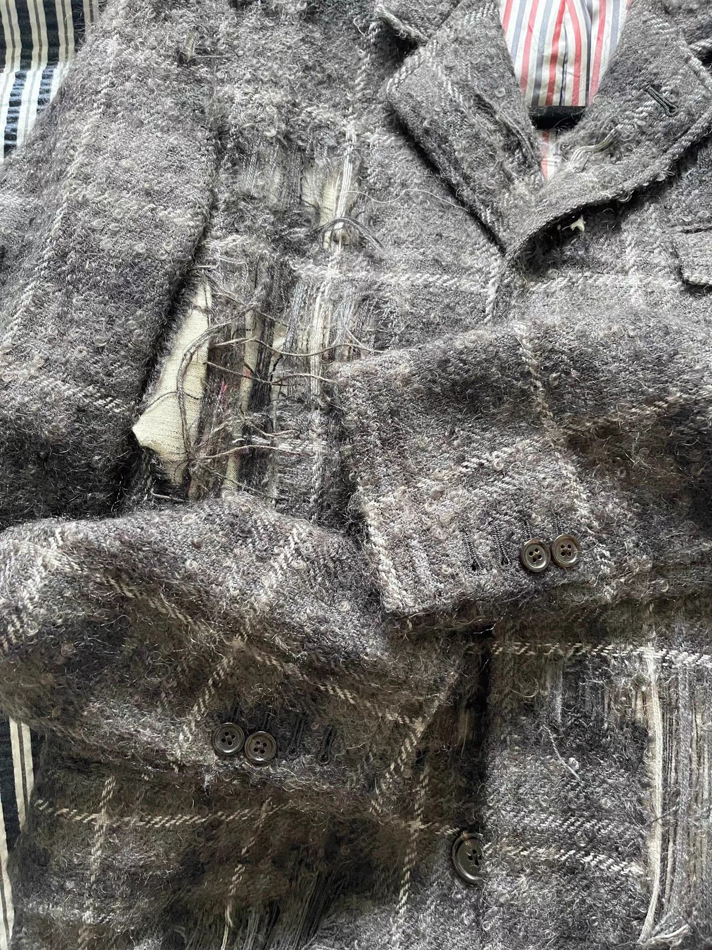 Thom Browne Gray Plaid Frayed Detail Long Coat - M Size US M / EU 48-50 / 2 - 3 Thumbnail