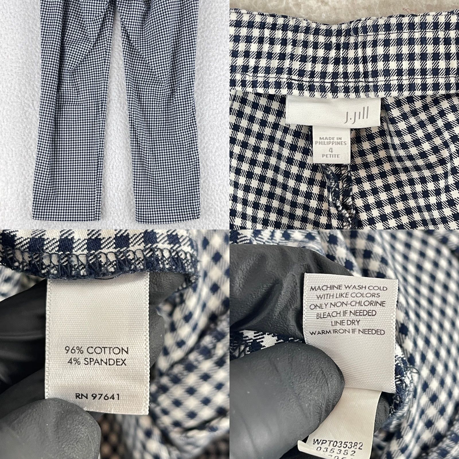 J. Jill J. Jill Blue Gingham Straight Leg Pants Womens Size 4P Low-Rise Flat Front Pull On Size 27" / US 4 / IT 40 - 9 Thumbnail