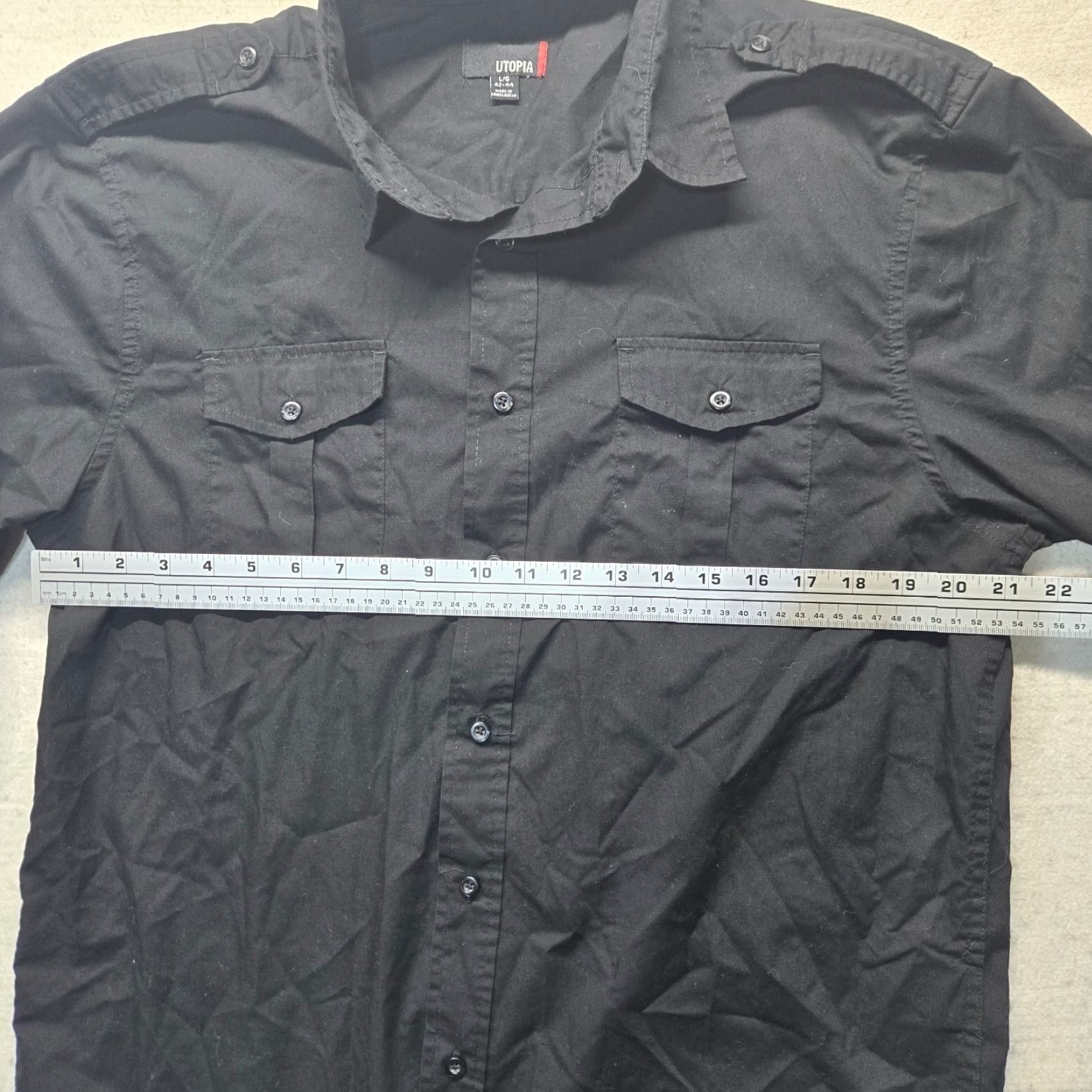 Vintage Utopia Shirt Solid Black Long Sleeve Casual Button Up Adult Men's Size L Large Size US L / EU 52-54 / 3 - 4 Thumbnail