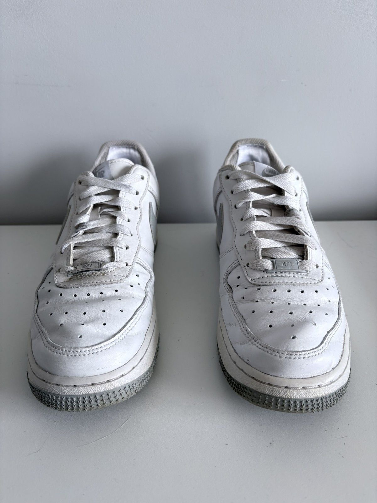 Nike Nike Air Force 1 Low white grey leather women's size 38.5 Size US 8.5 / IT 38.5 - 3 Thumbnail