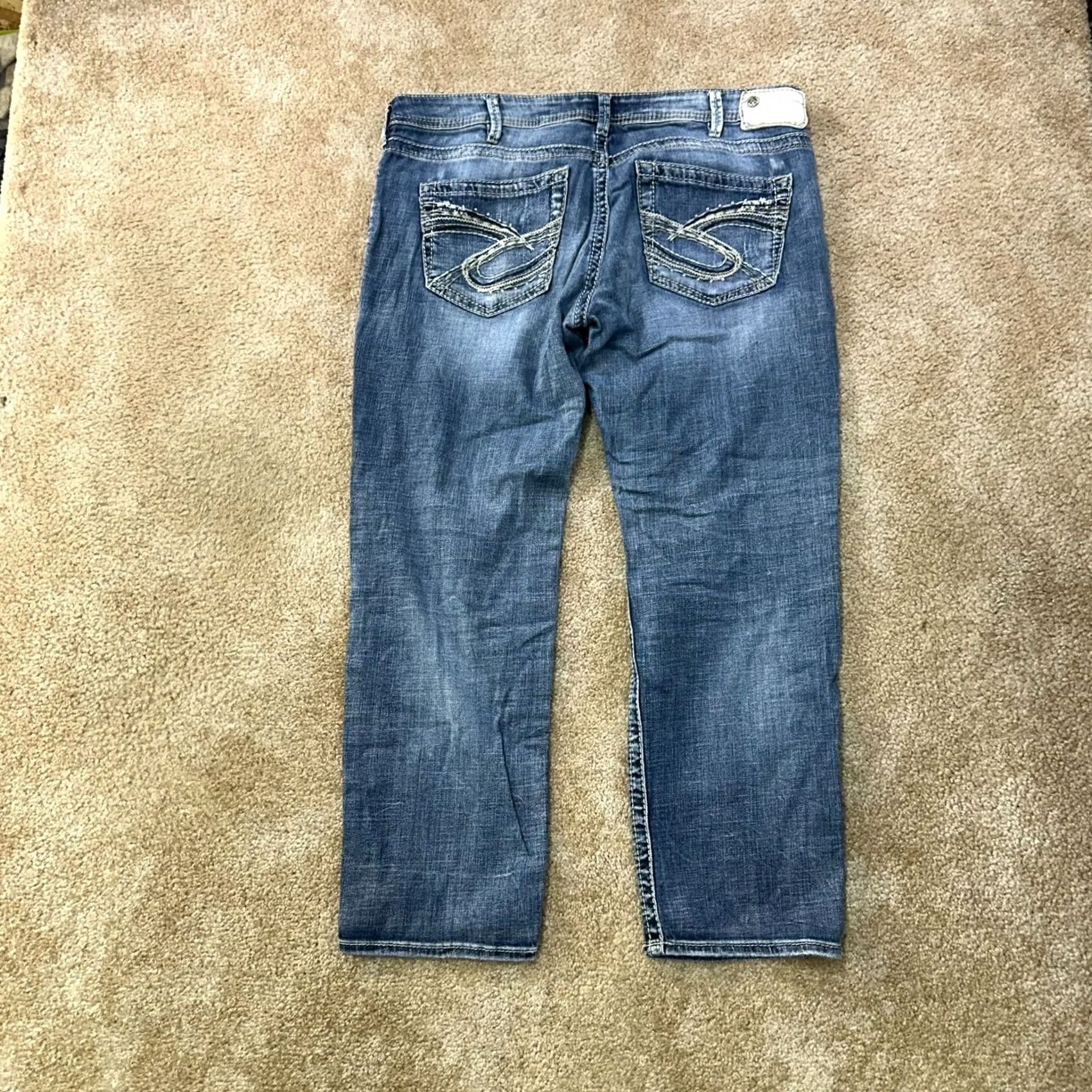 Silver Jeans Co. Silver Jeans Women's 34x28 Boyfriend Jeans Denim 5-Pocket Stretch Blue Slim Regular Rise Mid WC City Logo Vintage: No Size 24" / US 00 / IT 34 - 7 Thumbnail