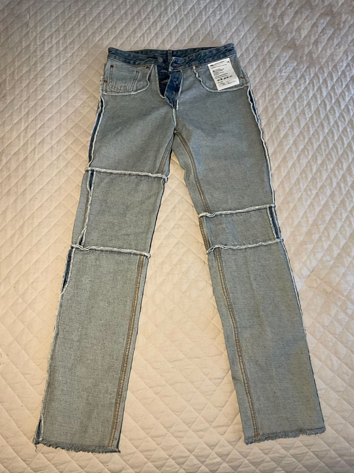 image of Maison Margiela Reversed/inside Out Jeans in Blue, Women's (Size 26)