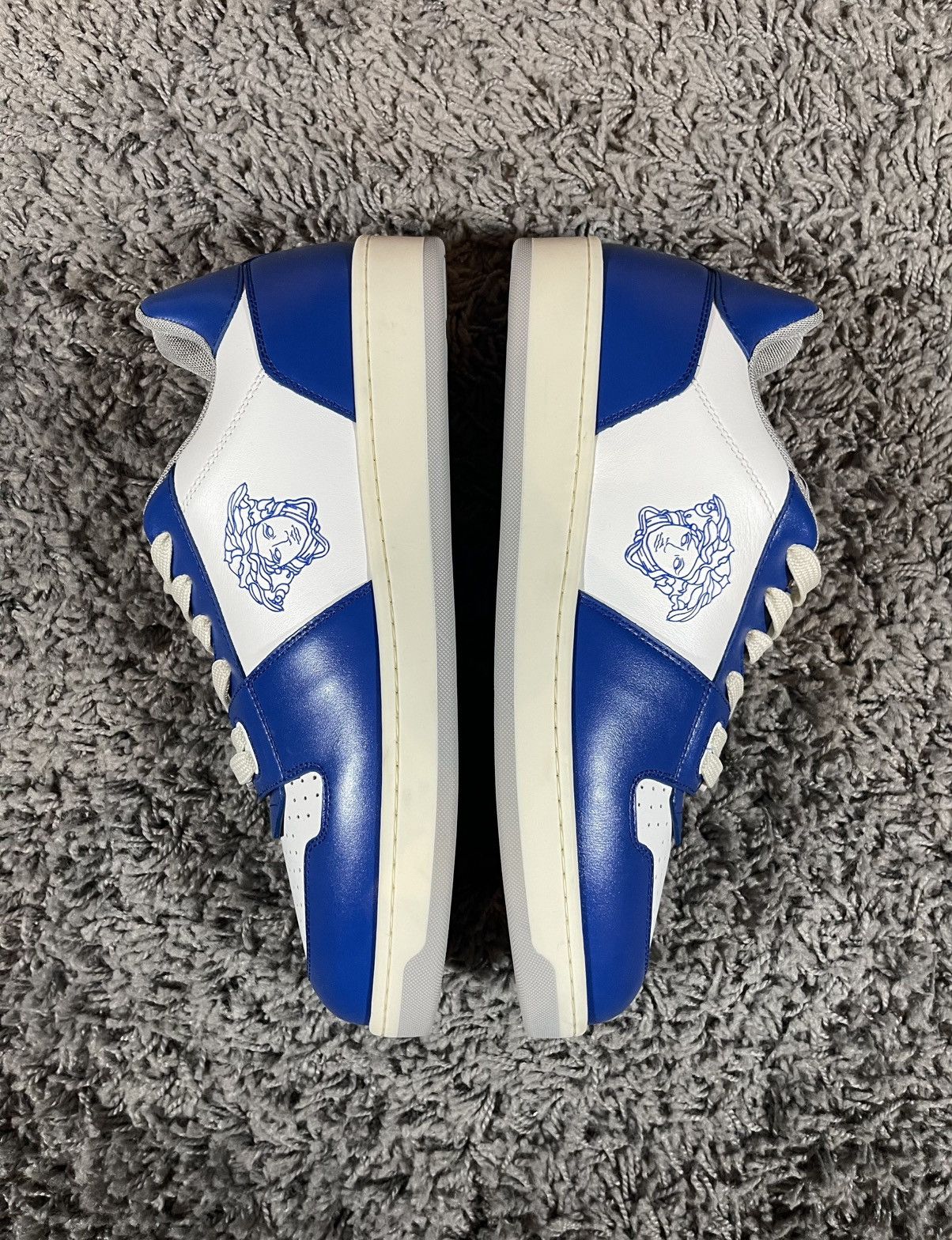 Versace Versace Medusa Logo Leather Sneakers White Blue Size US 8.5 / EU 41-42 - 5 Thumbnail
