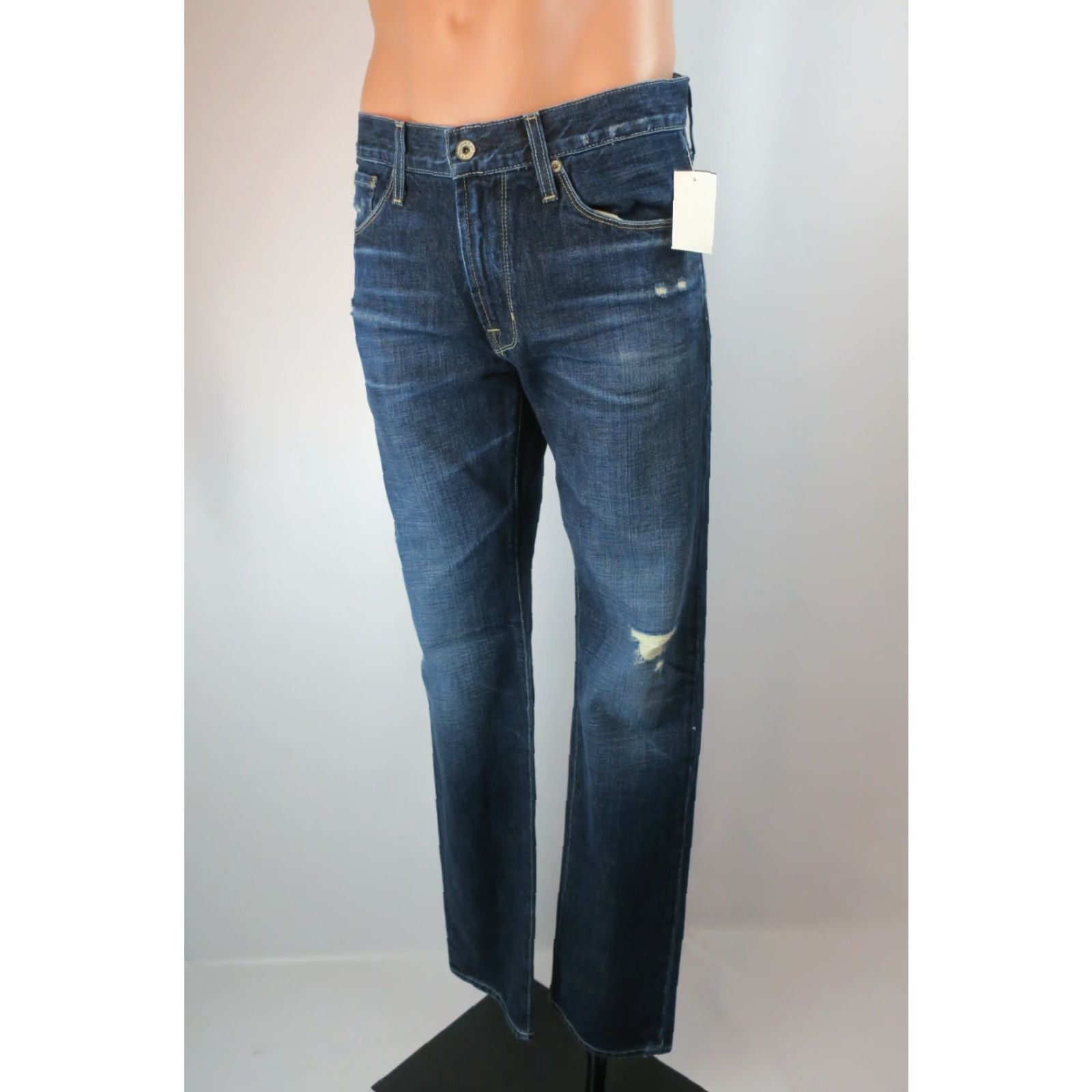 BIG STAR Division Straight Jeans Men 32x34 Denim Distressed Dark Wash NWT NEW Sample 34 Inseam 34 Youth?