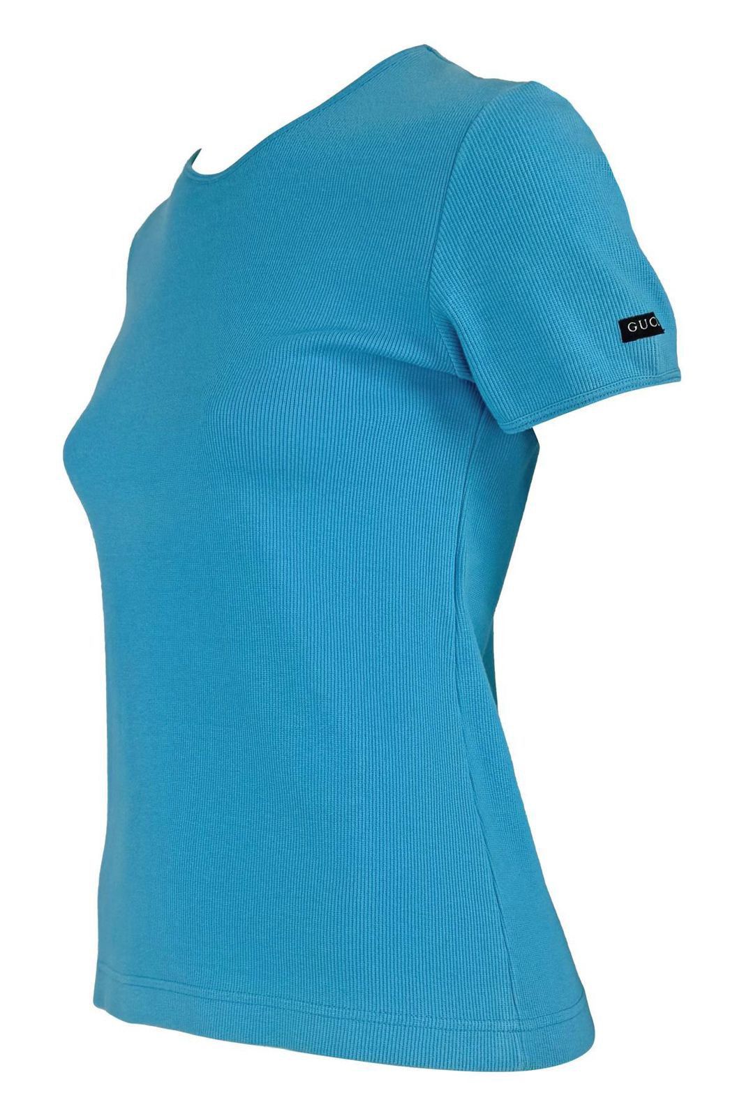 Gucci 1996 Spring Summer Gucci Ribbed elastane side logo t-shirt Size M / US 6-8 / IT 42-44 - 2 Thumbnail