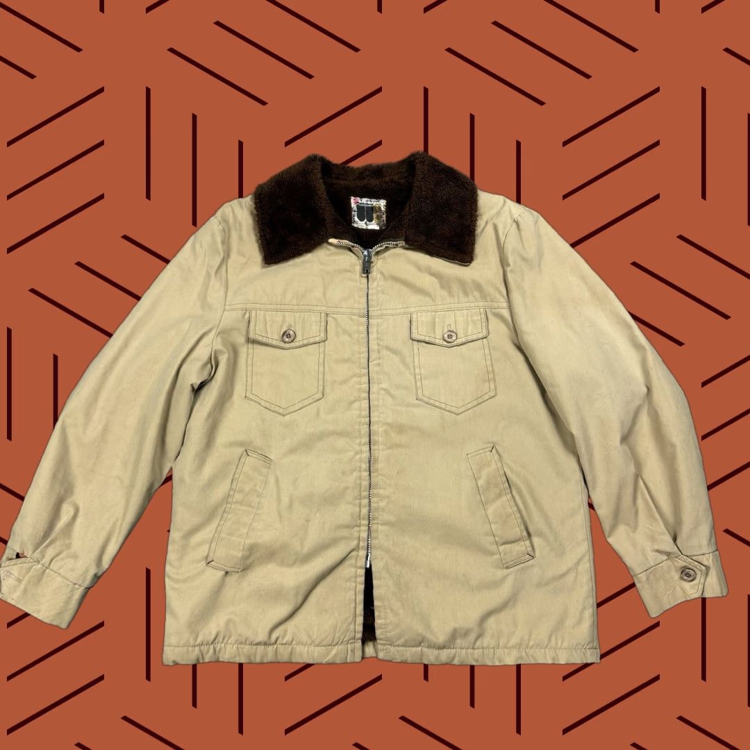 Vintage VINTAGE William Barry TAN Faux Fur Lined Jacket Coat Full Zip USA Made 44 Men Regular Jacket Size US S / EU 44-46 / 1 - 1 Thumbnail