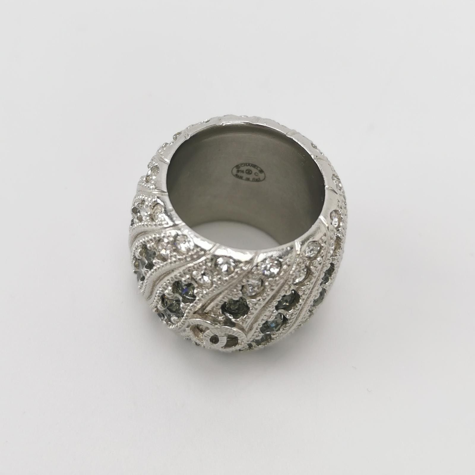Chanel Chanel Crystal Double C Logo Wide Ring Size 14 -z2505 Size ONE SIZE - 4 Thumbnail