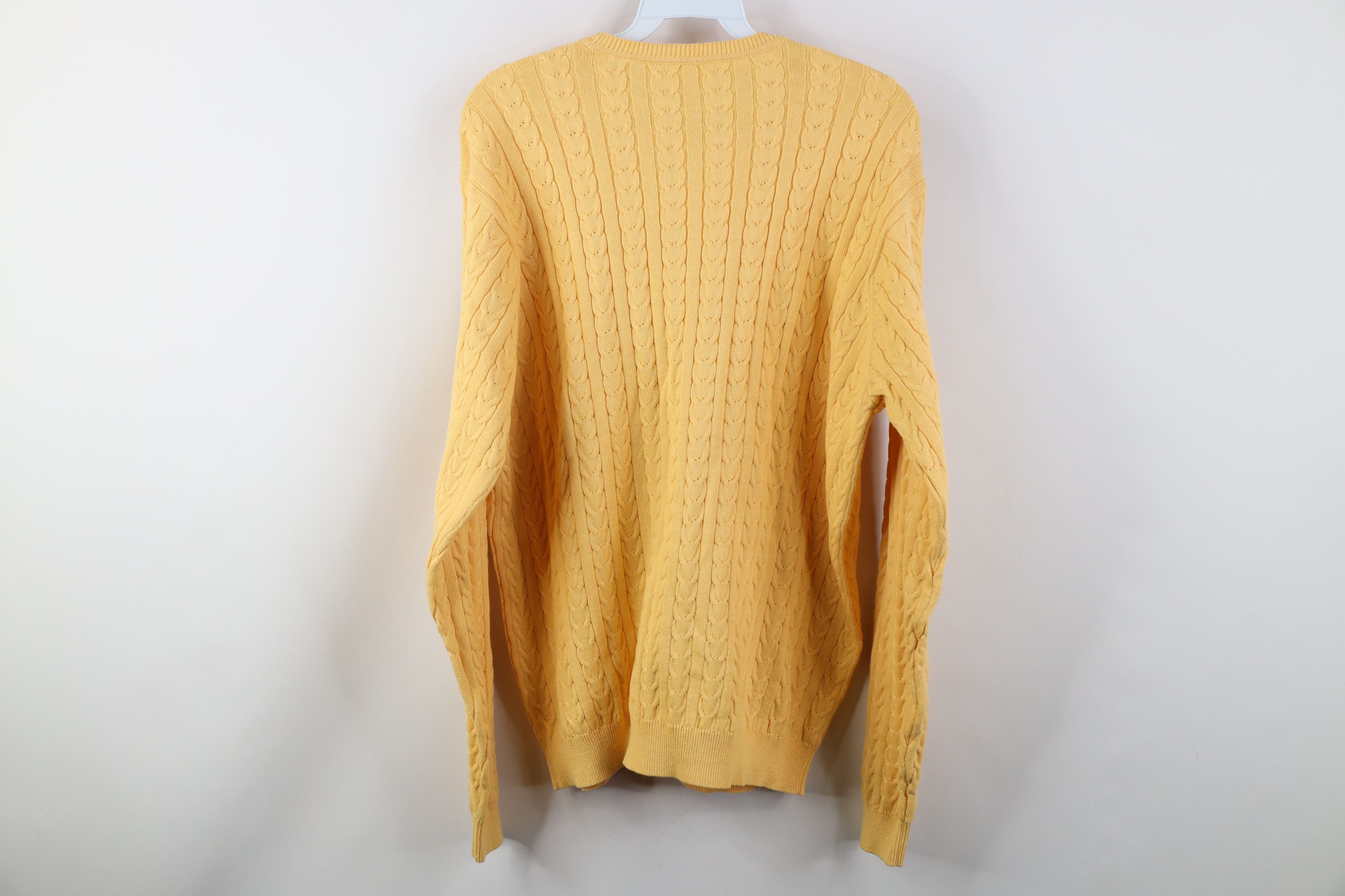 Vintage Vintage 90s Streetwear Chunky Cable Knit Sweater Yellow Size US M / EU 48-50 / 2 - 7 Thumbnail
