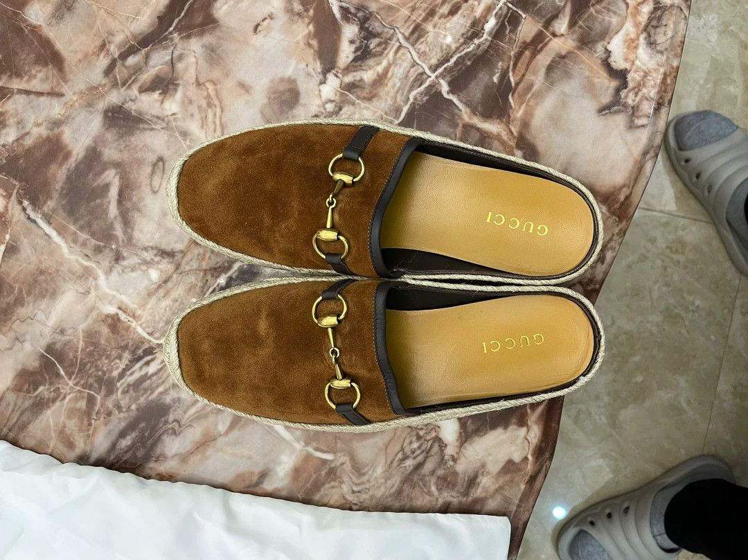 Gucci Gucci Men's New Suede Straw-Woven Horsebit 8 Shoes Size US 8 / EU 41 - 2 Thumbnail