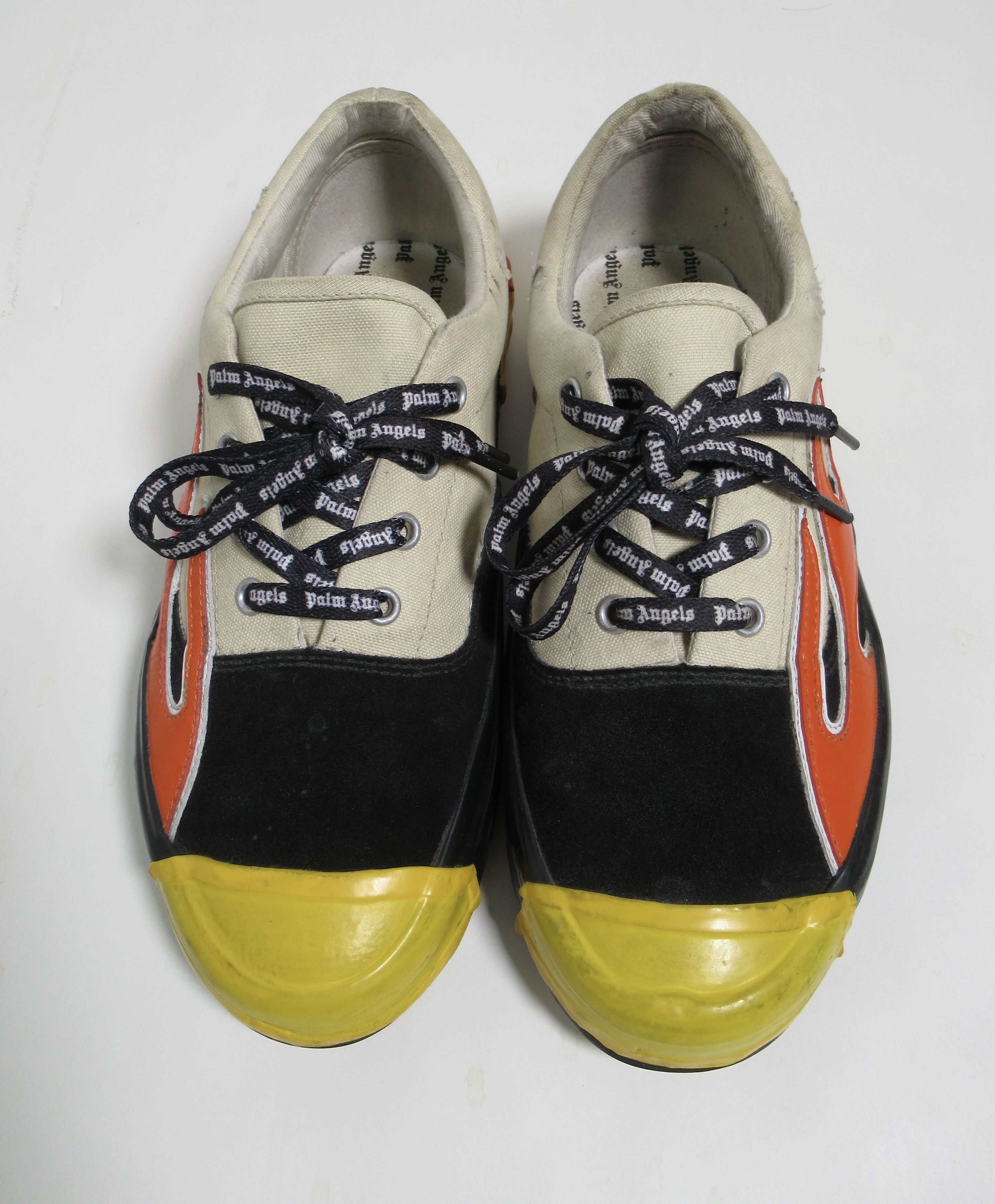Palm Angels Palm Angels Men's Canvas Flame Sneakers Beige Black Orange Size US 8 / EU 41 - 1 Thumbnail
