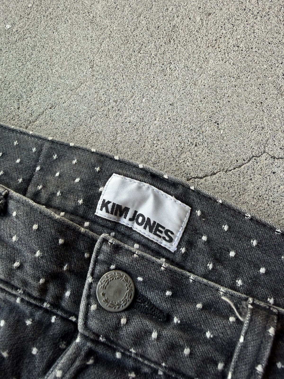 Kim Jones 2000s KIM JONES Dark Gray Embroidered Strap Denim Pants Size US 30 / EU 46 - 9 Thumbnail