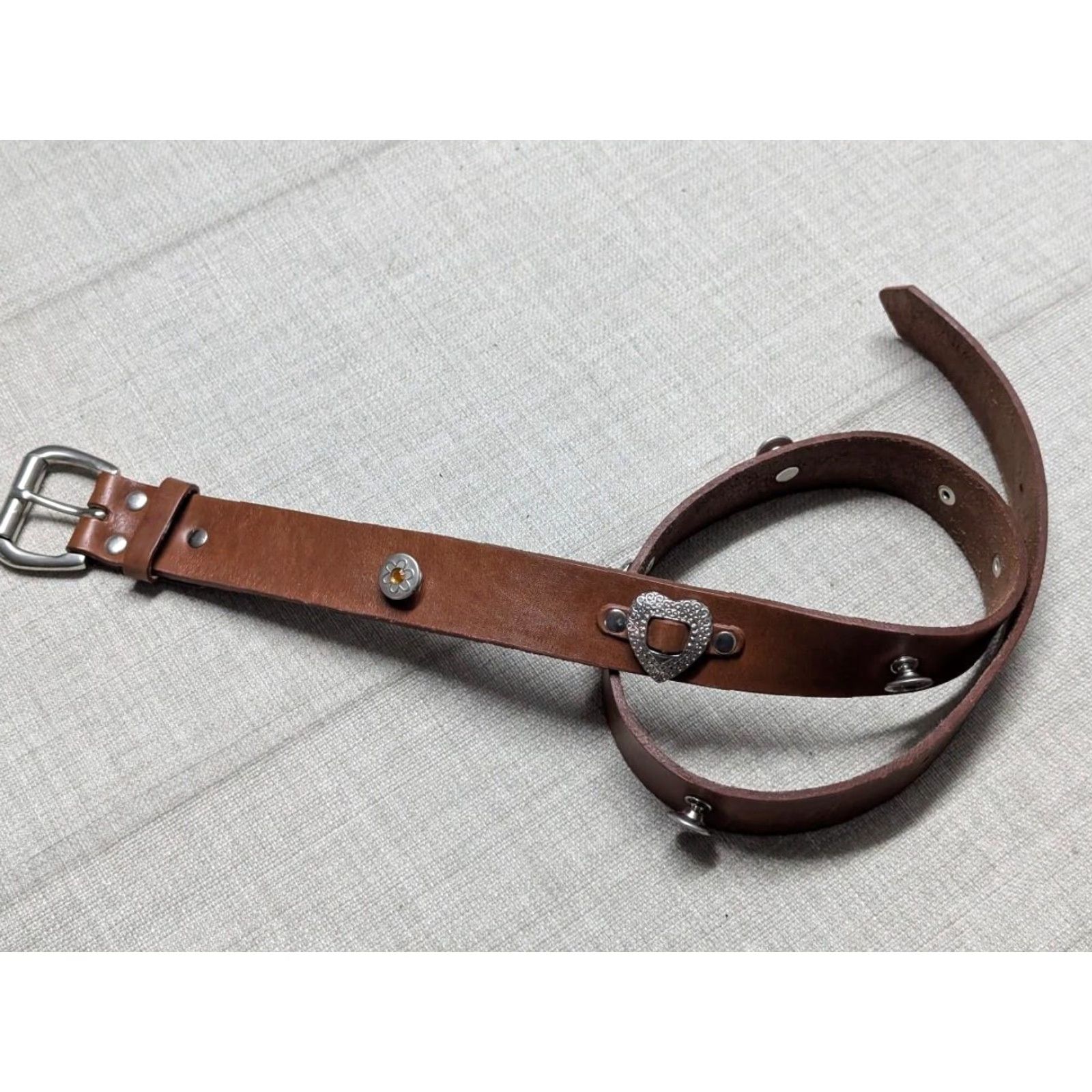 Vintage VINTAGE handcrafted brown concho belt western cowhide leather 32 He ARTS Mens Size 32 - 7 Thumbnail