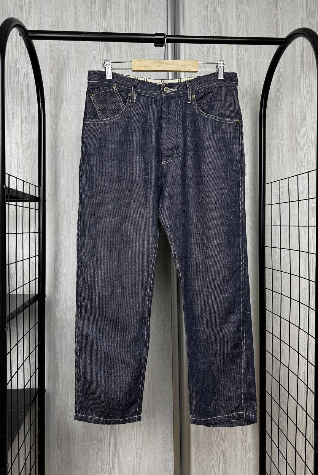 Vlas Blomme Vlas Blomme navy blue kortrijk linen size 1 Japan made jeans Size US 31 - 3 Thumbnail