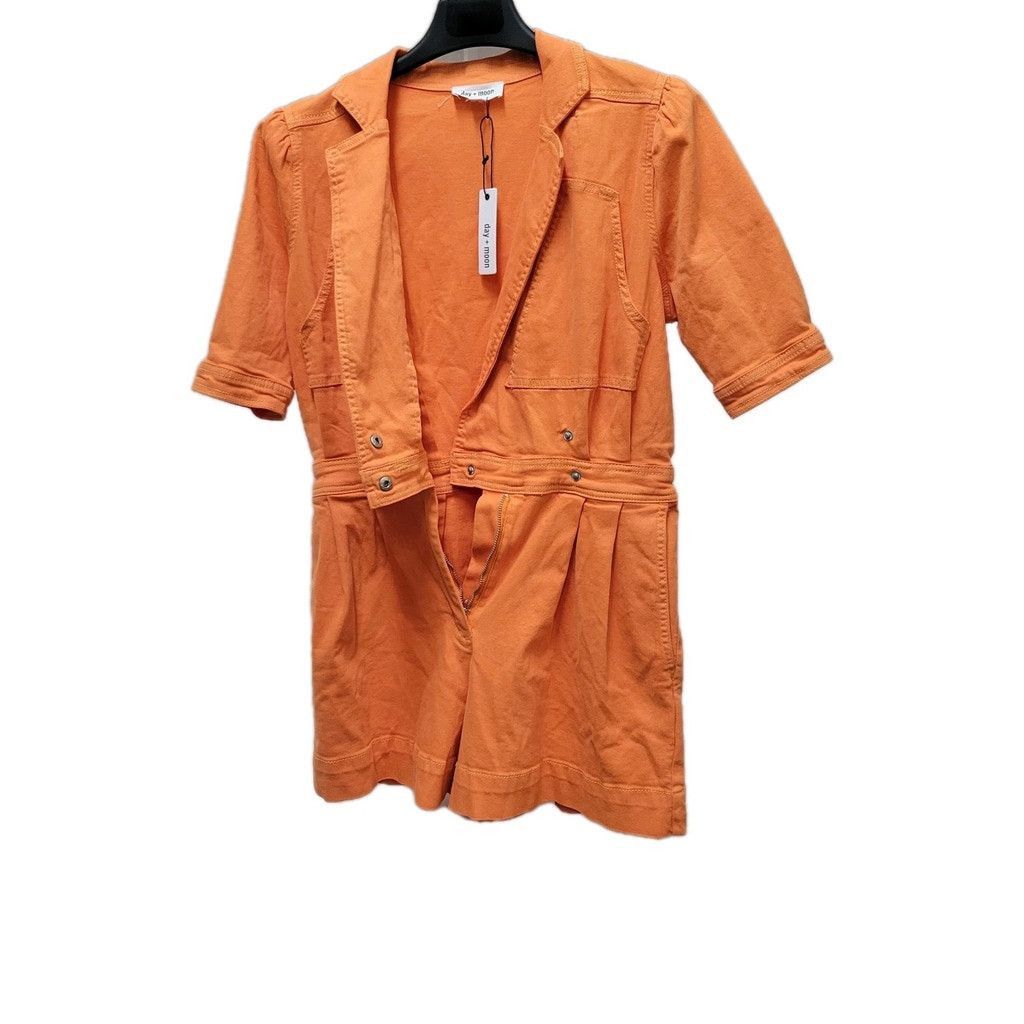Other Day + Moon Women Orange V-neck Romper Puff Sleeves Jumpsuit Size 33" - 7 Thumbnail
