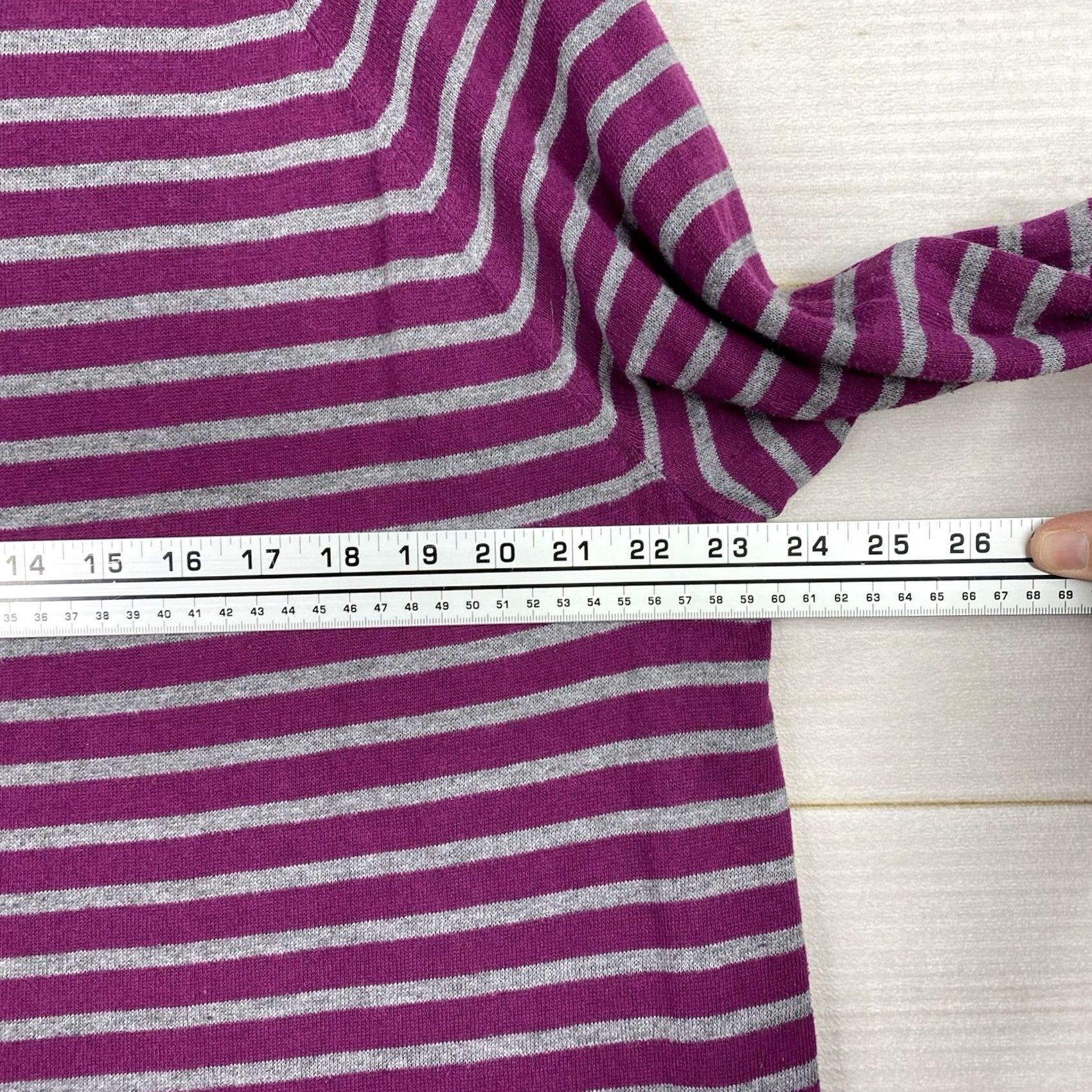 Vintage ANA a.n.a Sweater Top Womens 1X Purple Stripe Long Sleeve Pullover Blouse Size XL / US 12-14 / IT 48-50 - 5 Thumbnail