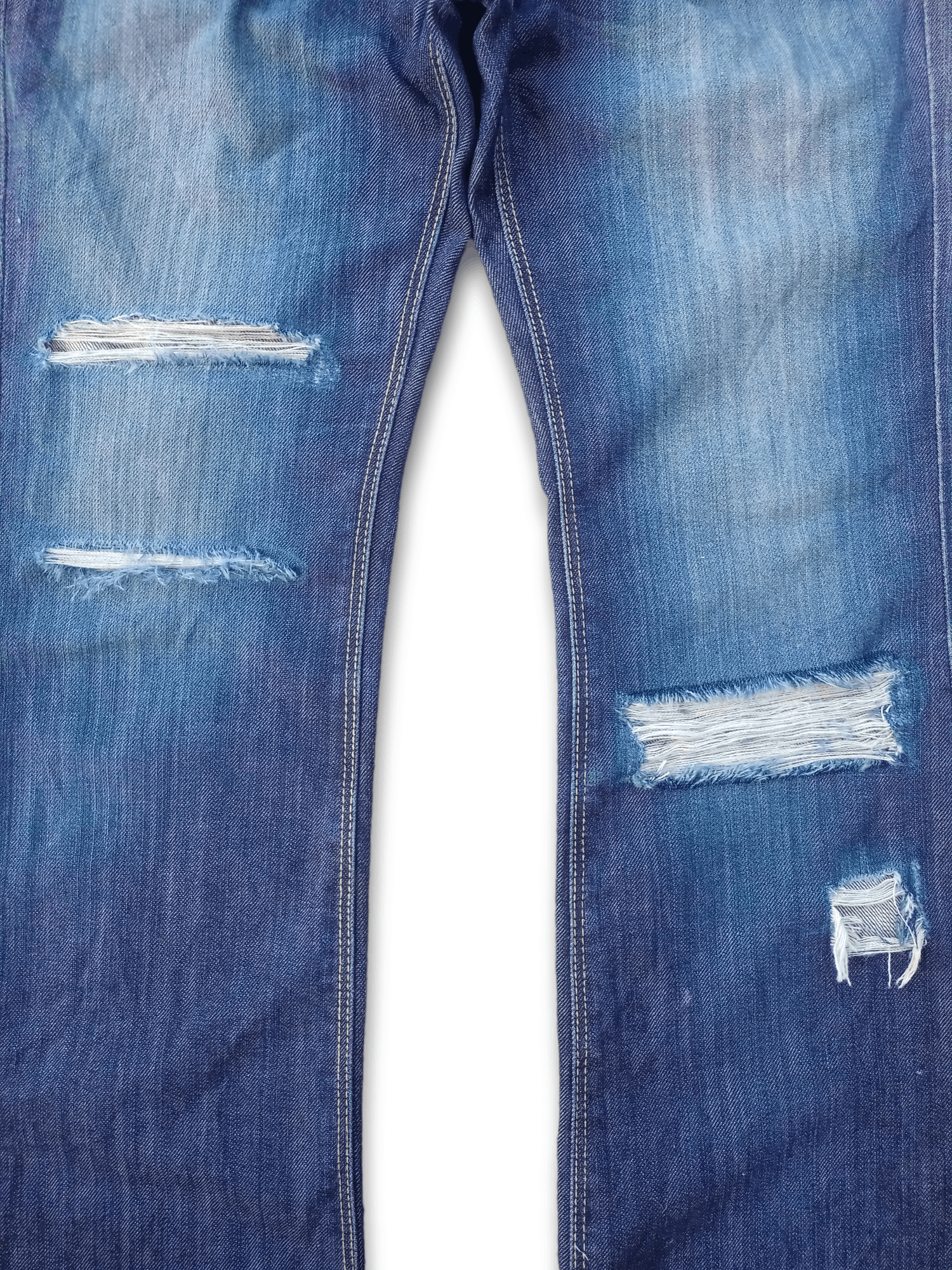 Japanese Brand Vintage Japanese Brand Blue Wash Distressed Flare Jeans Size US 28 / EU 44 - 6 Thumbnail