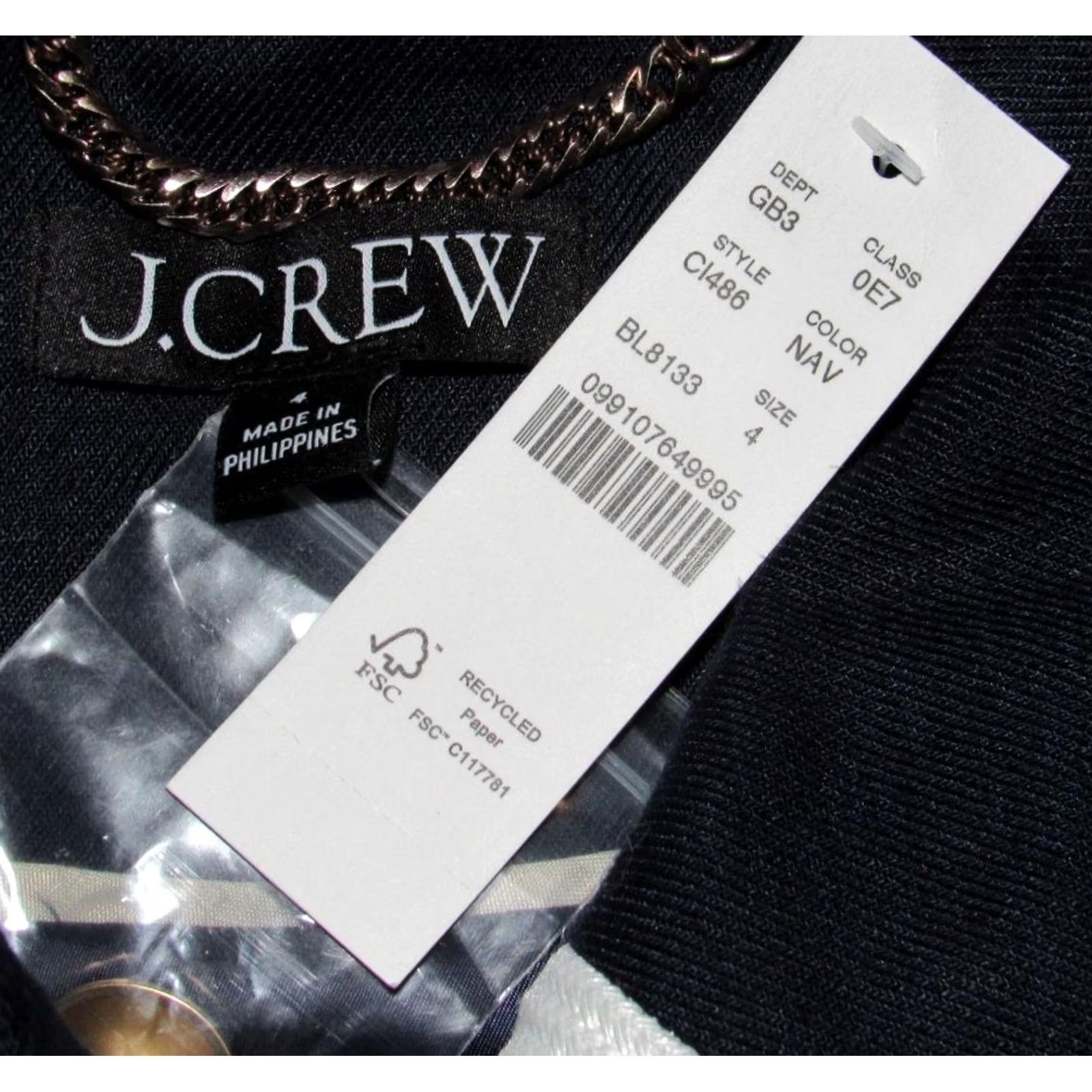 Vintage J CREW Navy Blue Lucie Lady Jacket Blazer 4 NWT Stretch Linen Blend Womens Size S / US 4 / IT 40 - 4 Thumbnail