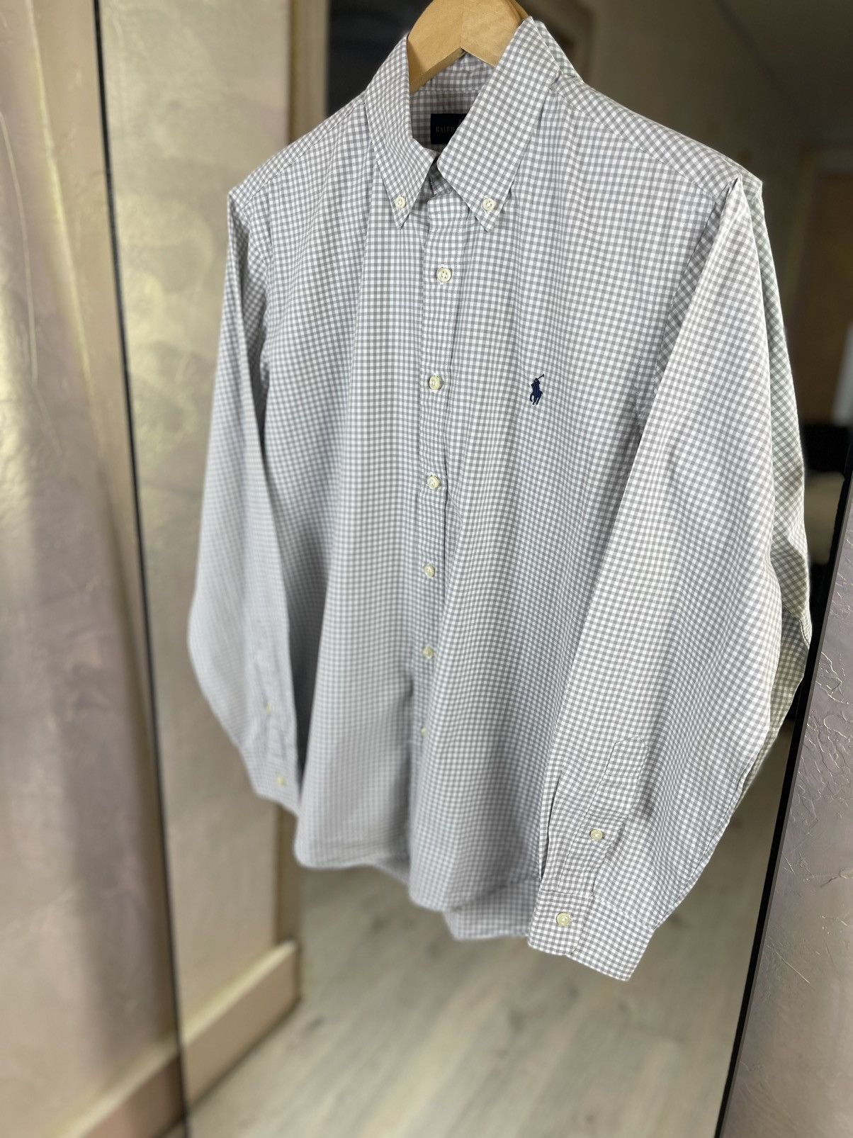 Polo Ralph Lauren Polo Ralph Lauren Gingham Oxford Shirt Custom Fit Grey Pony Size US M / EU 48-50 / 2 - 5 Thumbnail