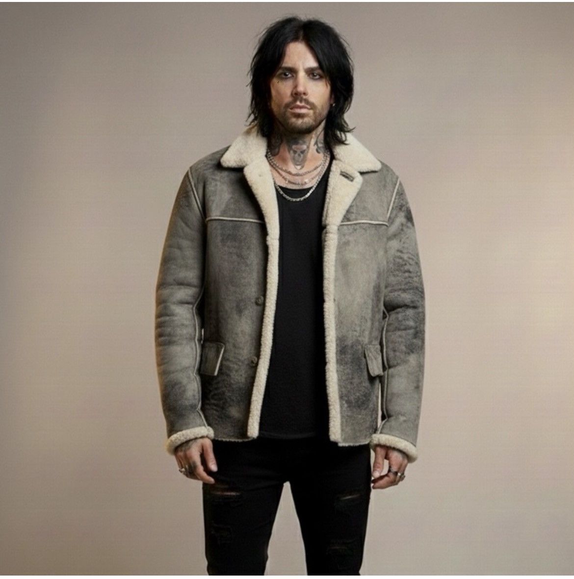 John Varvatos Shearling Coat EU 50 USA 40 Size US M / EU 48-50 / 2 - 1 Thumbnail