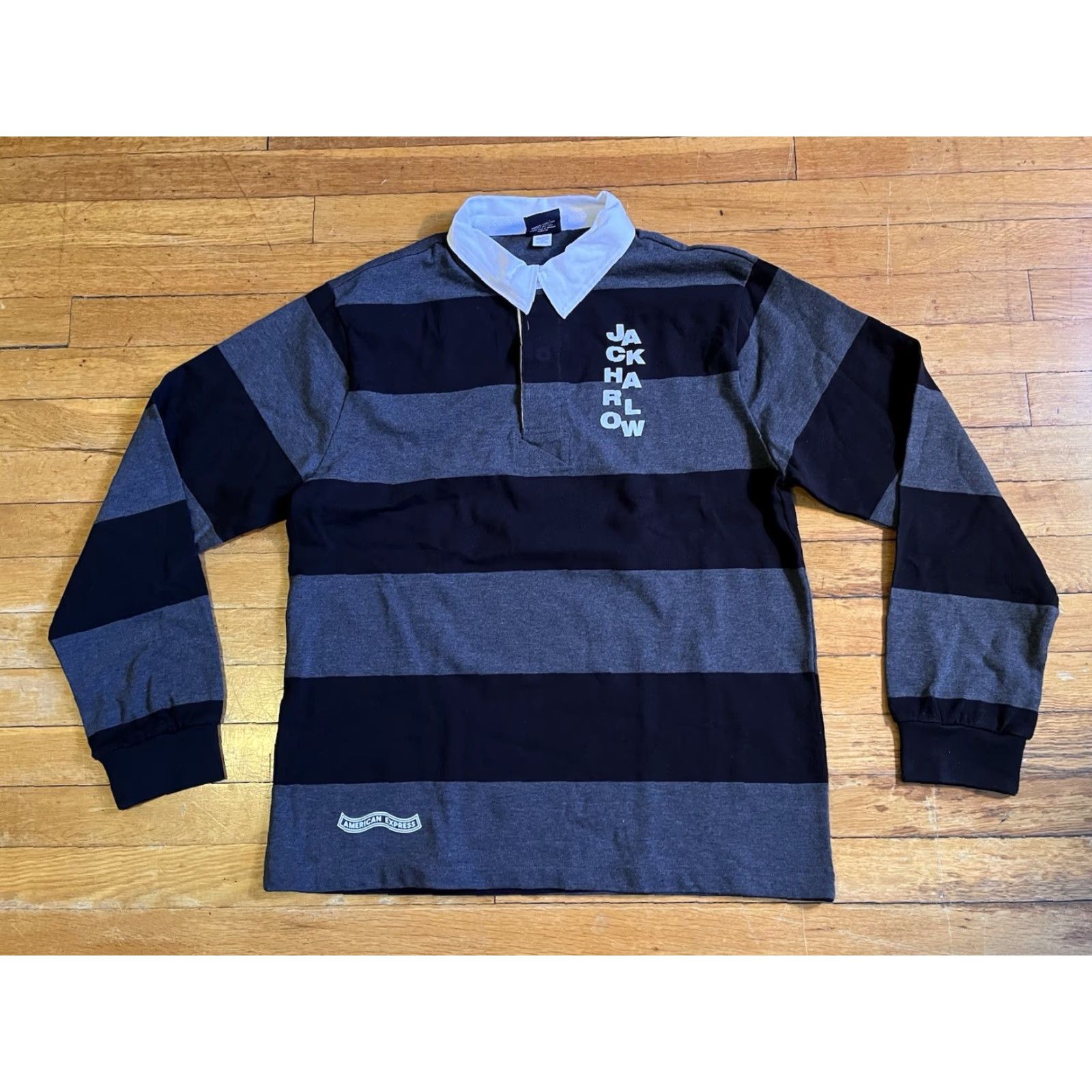 Express VINTAGE Jack Harlow American Express Long Sleeve Rugby Shirt Mens M Brooklyn Steel Size US M / EU 48-50 / 2 - 2 Thumbnail