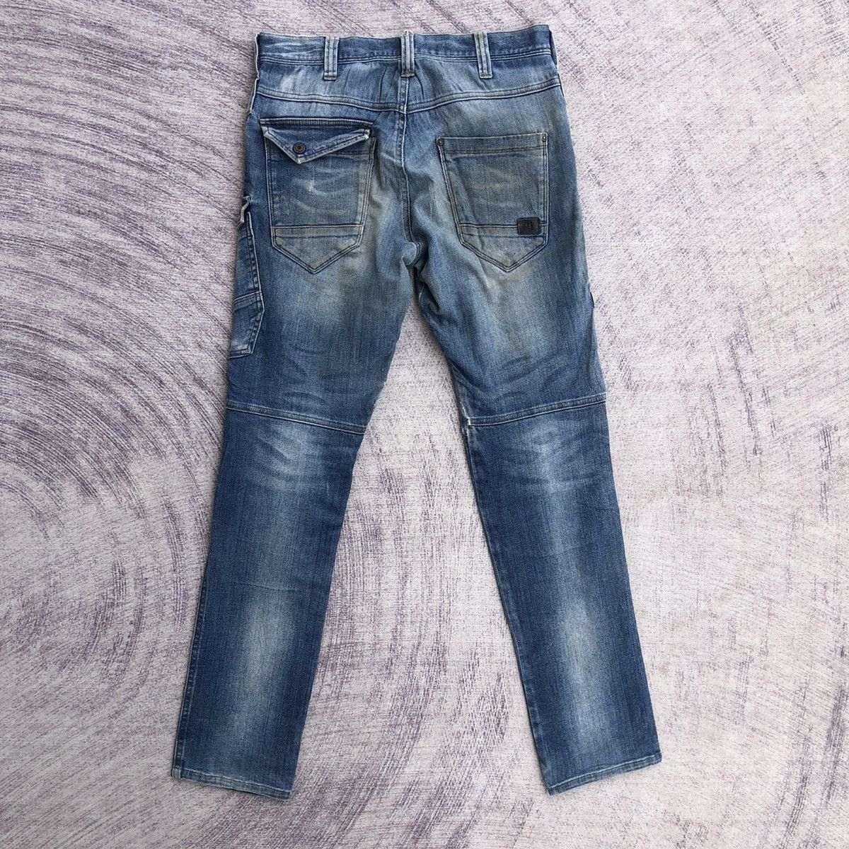 Jean Faded Denim Cargo Multipocket Rare Pattern Size US 30 / EU 46 - 7 Thumbnail