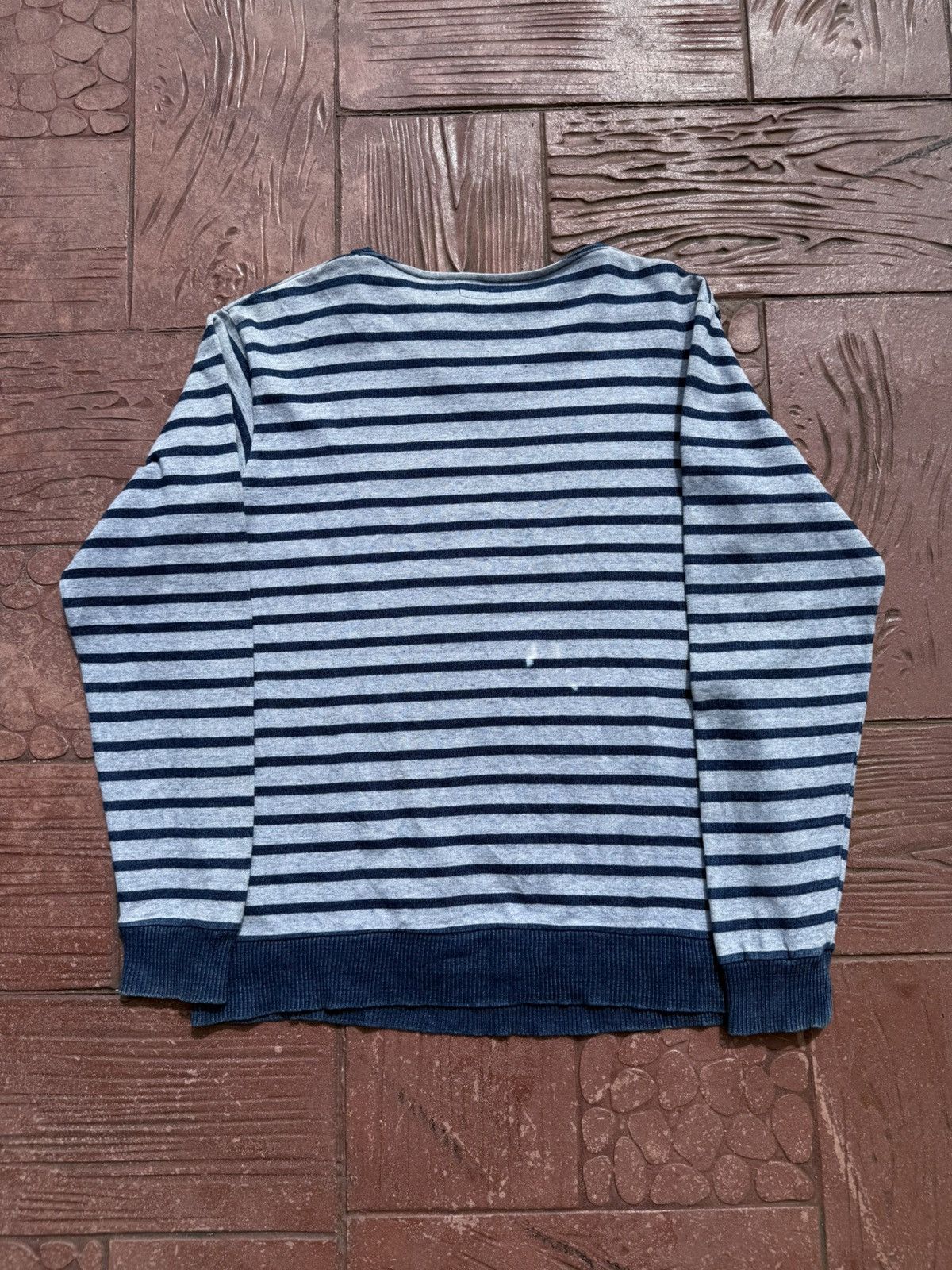 45rpm BLUE BLUE JAPAN Big V-Neck Indigo Stripes Jumper Size US L / EU 52-54 / 3 - 13 Thumbnail