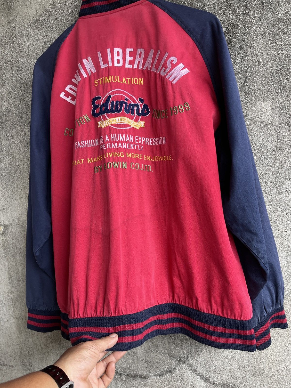Edwin Rare🔥Vintage Edwin Varsity Jacket Embroidery Logo Size US XL / EU 56 / 4 - 5 Thumbnail