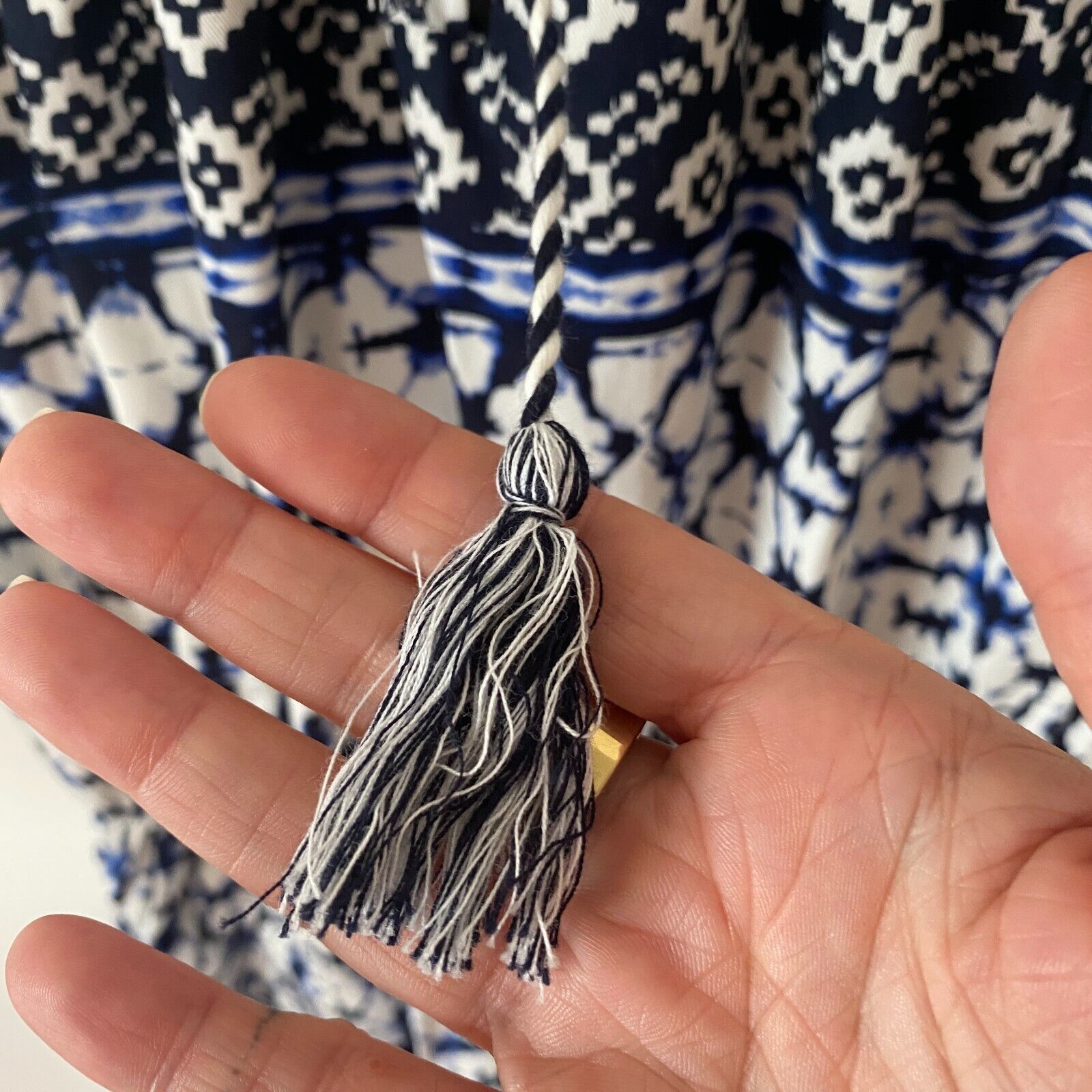 BB Dakota BB Dakota Beale Blue White Aztec Halter Tie Romper Pockets S Size 27" / US 4 / IT 40 - 9 Thumbnail