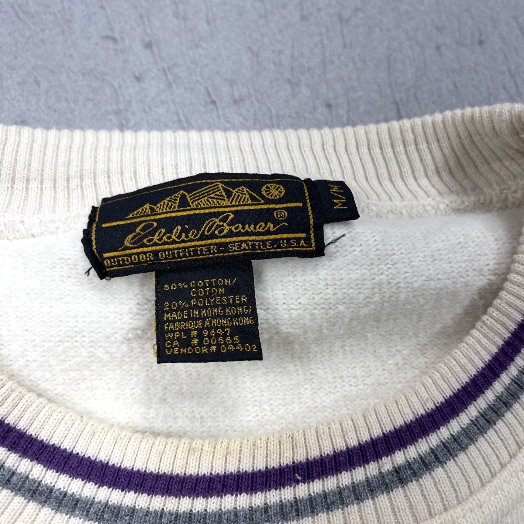 Eddie Bauer VINTAGE Eddie Bauer Sweatshirt Mens M Polar Express Ringer Crewneck 90s Ivory Cotton Fleece Logo Pullover Size US M / EU 48-50 / 2 - 7 Thumbnail
