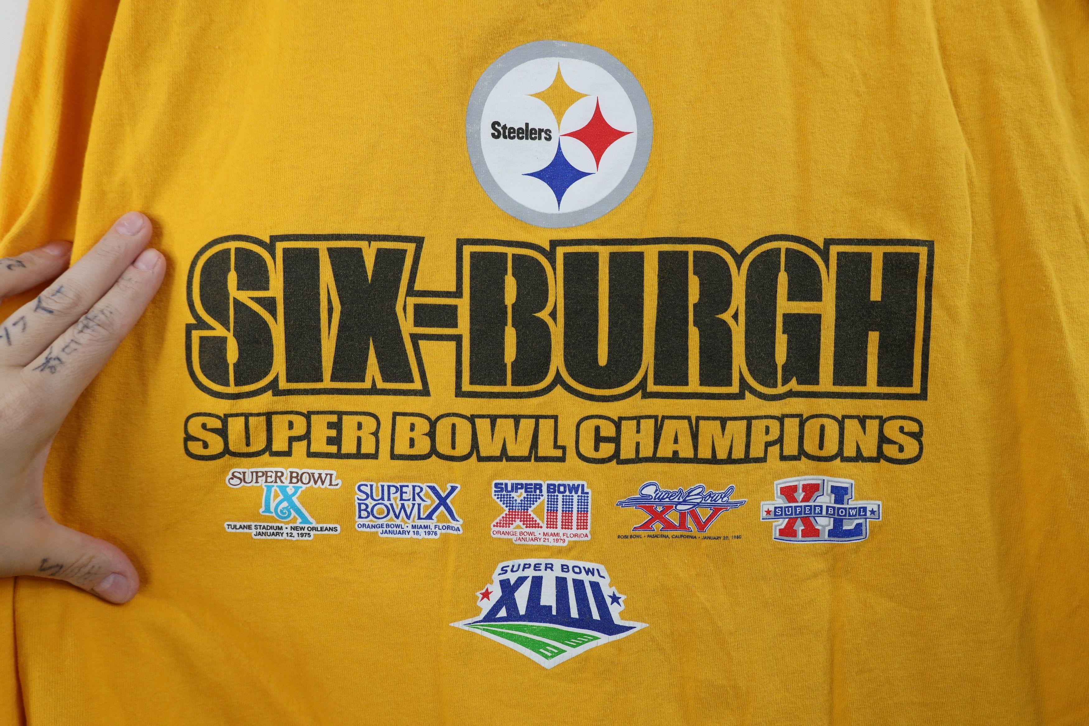 Vintage Vintage Y2K Super Bowl Champs Pittsburgh Steelers T-Shirt Size US L / EU 52-54 / 3 - 4 Thumbnail