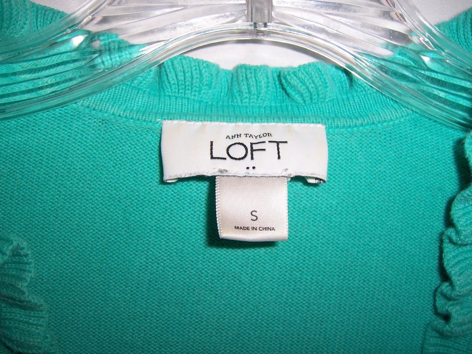 Ann Taylor Ann Taylor LOFT Retro Inspired Ruffled Hem Cardigan Green SM Size S / US 4 / IT 40 - 2 Thumbnail