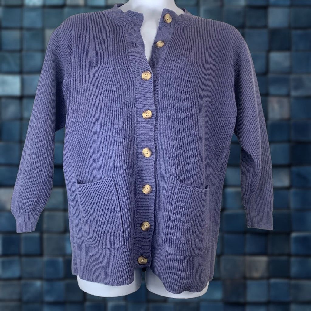 VINTAGE Hilwin Women's Cardigan Sweater Medium Light Purple Long