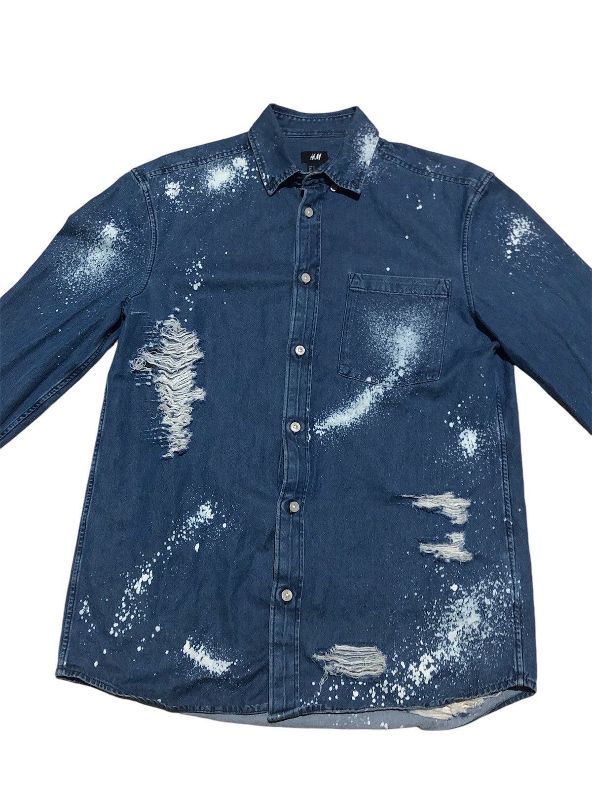 H&M h&m button shirt distress Size US M / EU 48-50 / 2 - 3 Thumbnail
